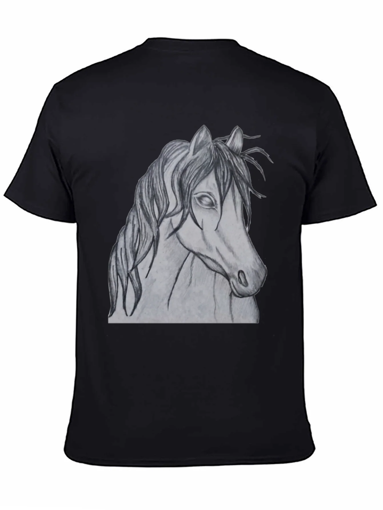 Horse Sketch Graphic T-Shirt - Black