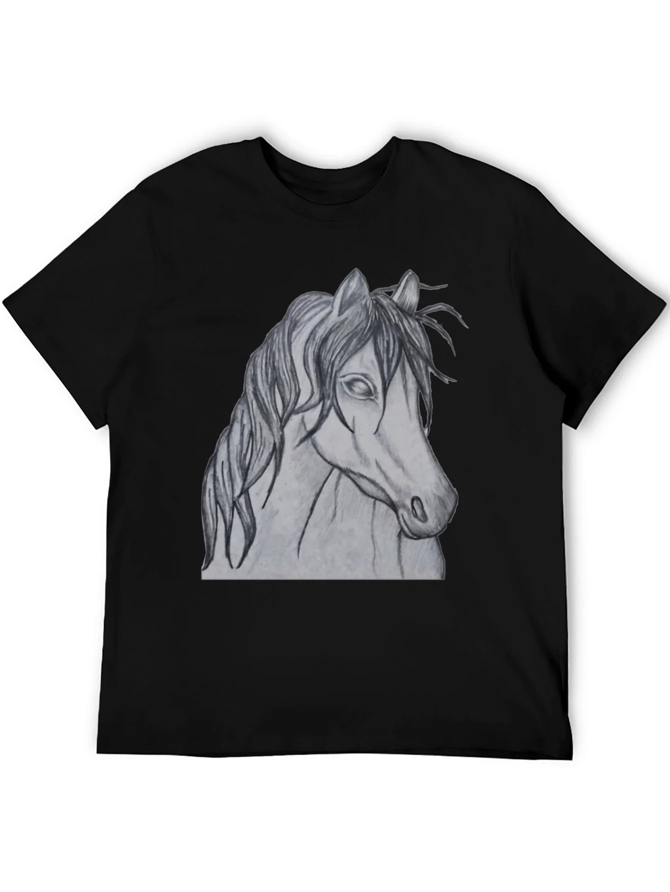 Horse Sketch Graphic T-Shirt - Black