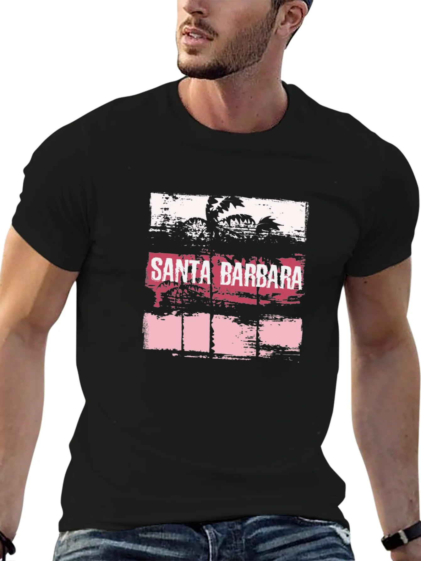 Santa Barbara Palms Black Graphic T-Shirt