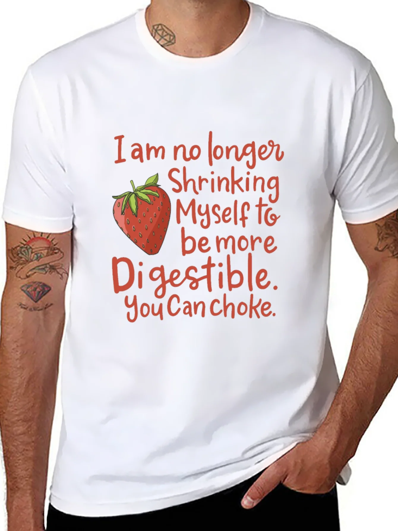 Funny Strawberry Graphic T-Shirt: You Can Choke!