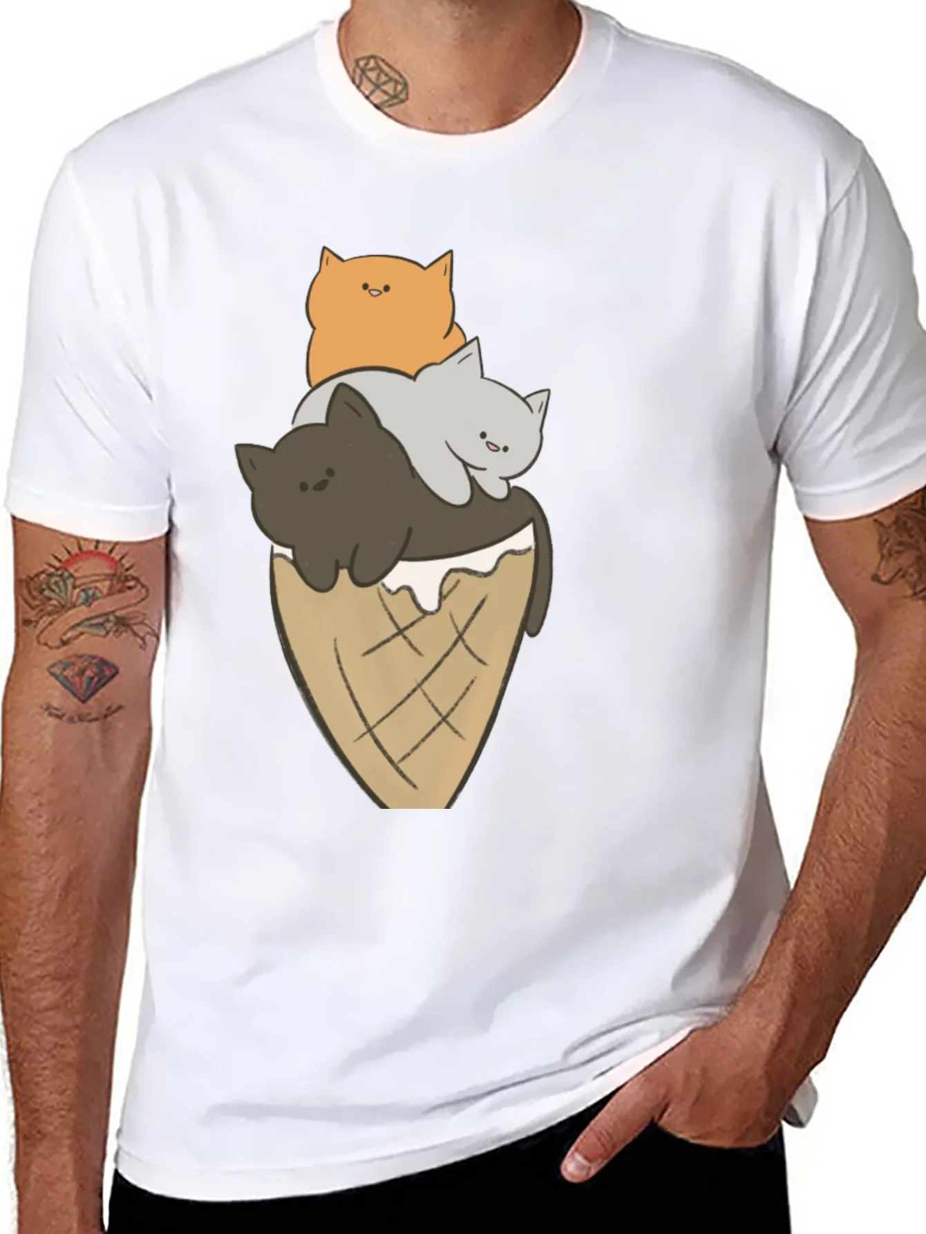 Cat Ice Cream Cone Graphic Tee