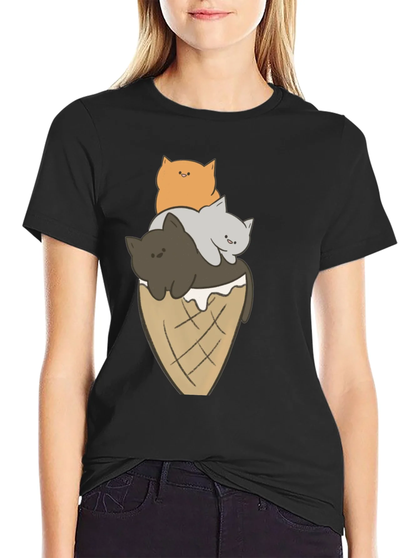 Cat Ice Cream Cone Graphic Tee