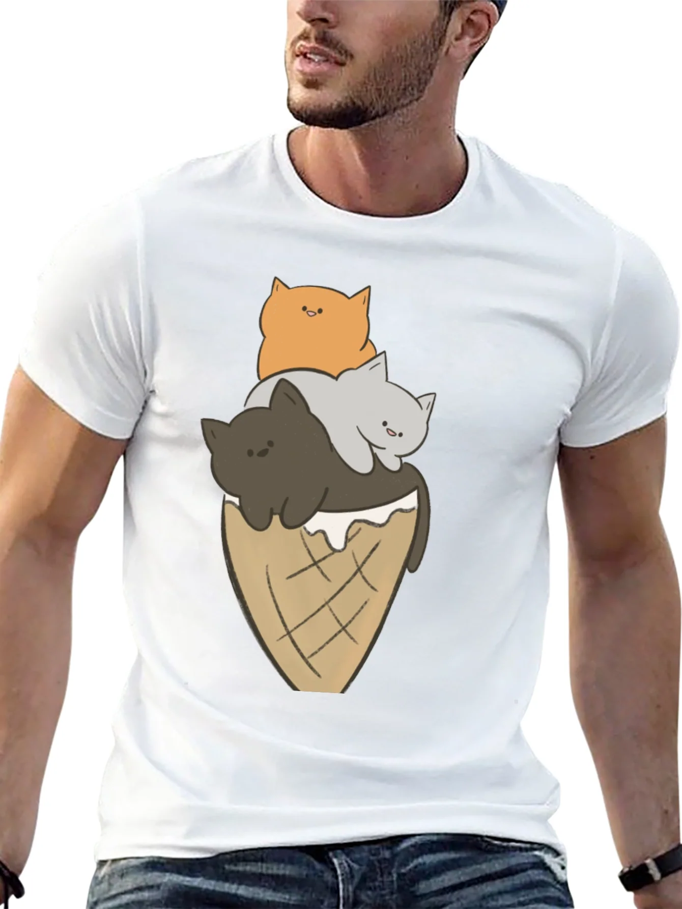 Cat Ice Cream Cone Graphic Tee