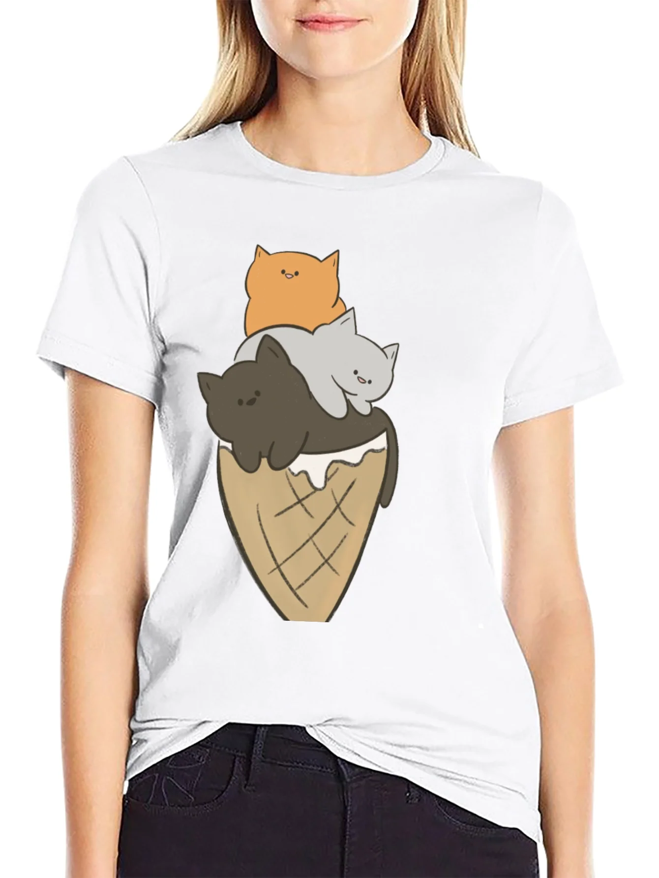 Cat Ice Cream Cone Graphic Tee