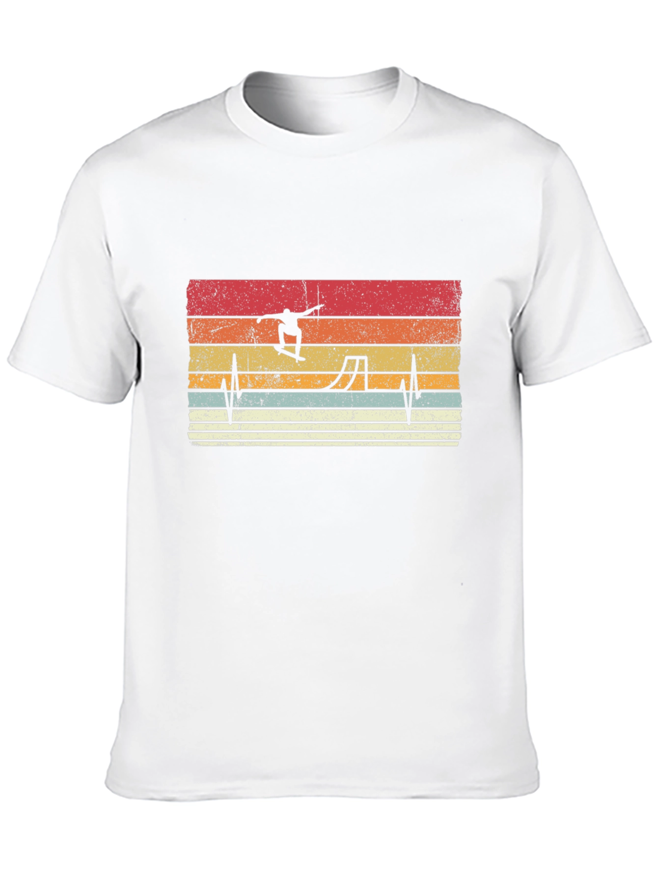 Retro Skateboarder Heartbeat Graphic Tee