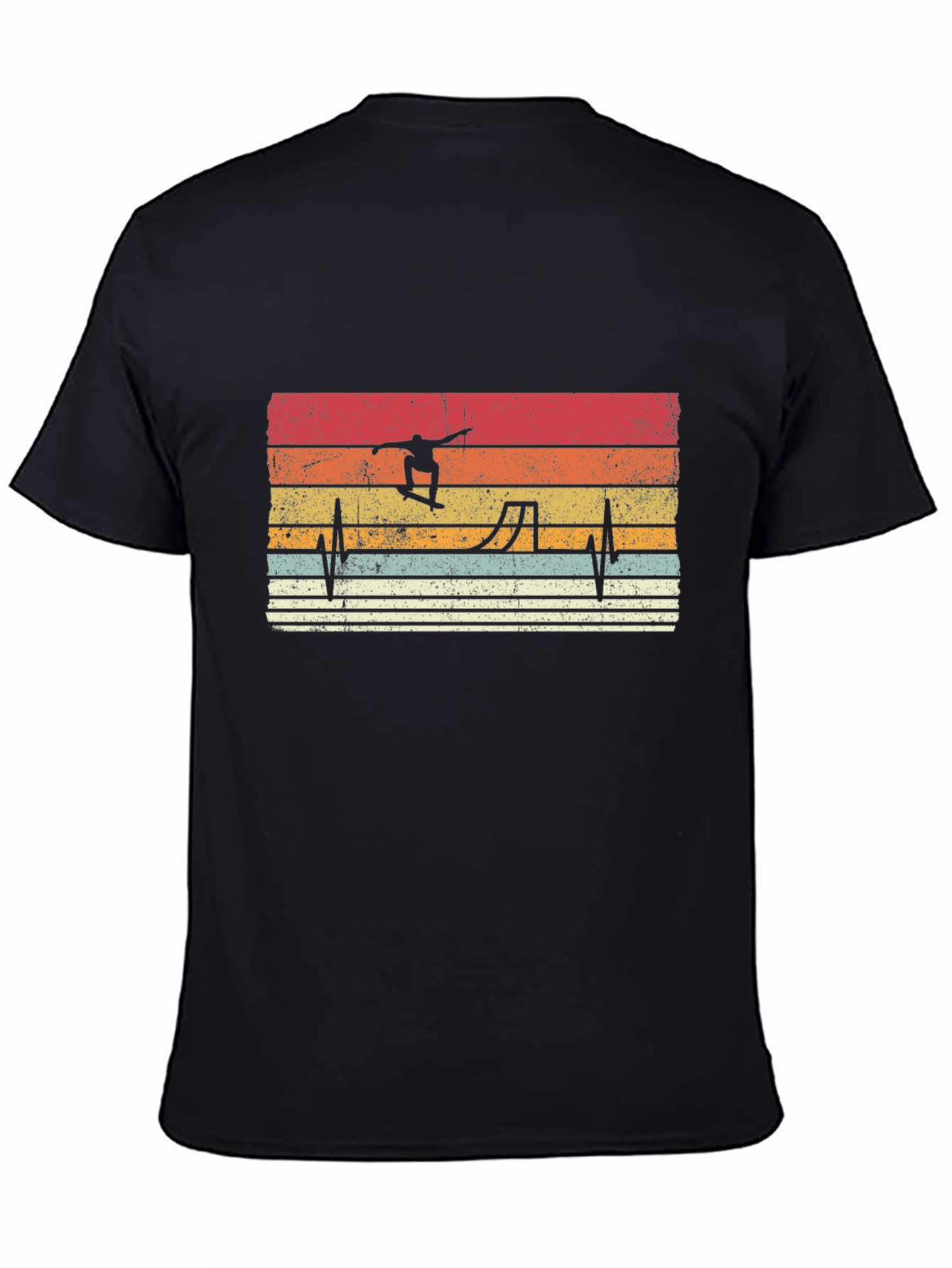 Retro Skateboarder Heartbeat Graphic Tee