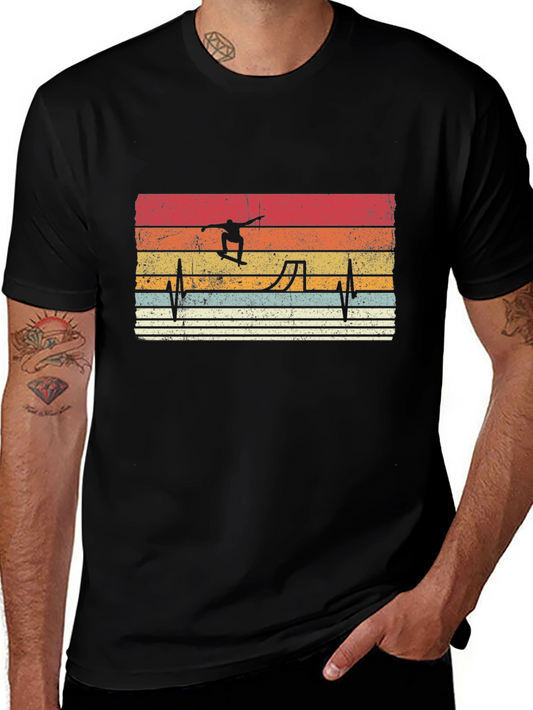 Retro Skateboarder Heartbeat Graphic Tee
