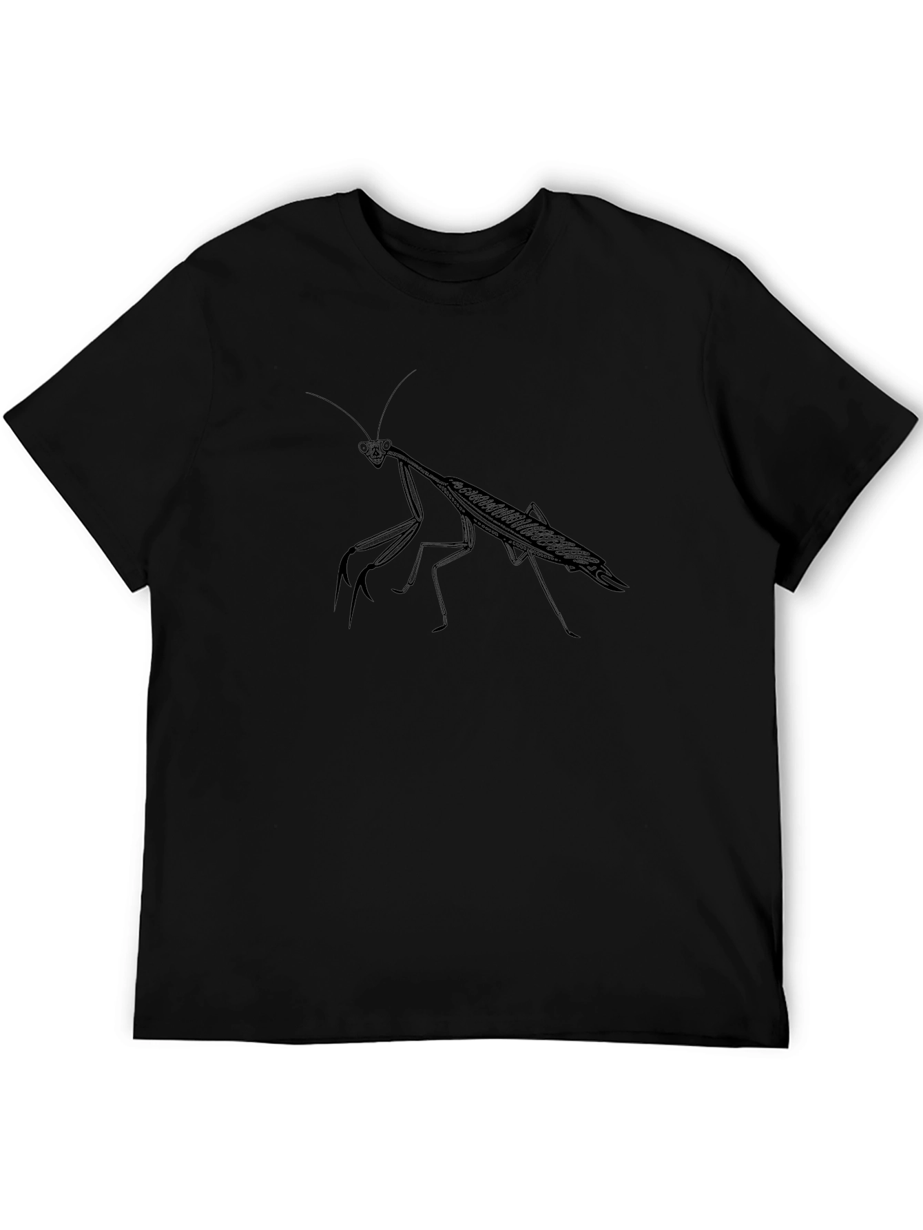 Black Mantis Graphic Tee - Insect Print Shirt