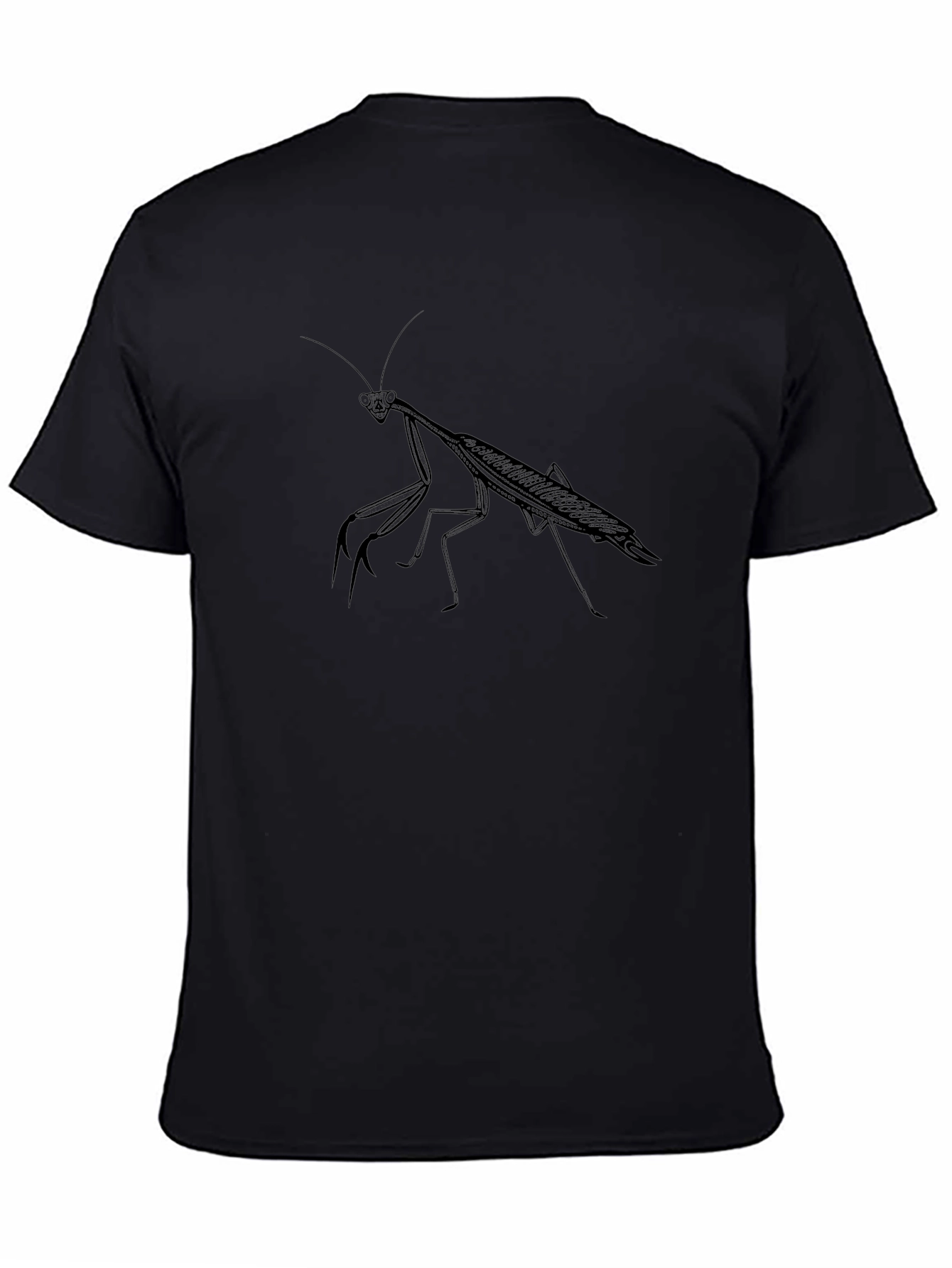 Black Mantis Graphic Tee - Insect Print Shirt