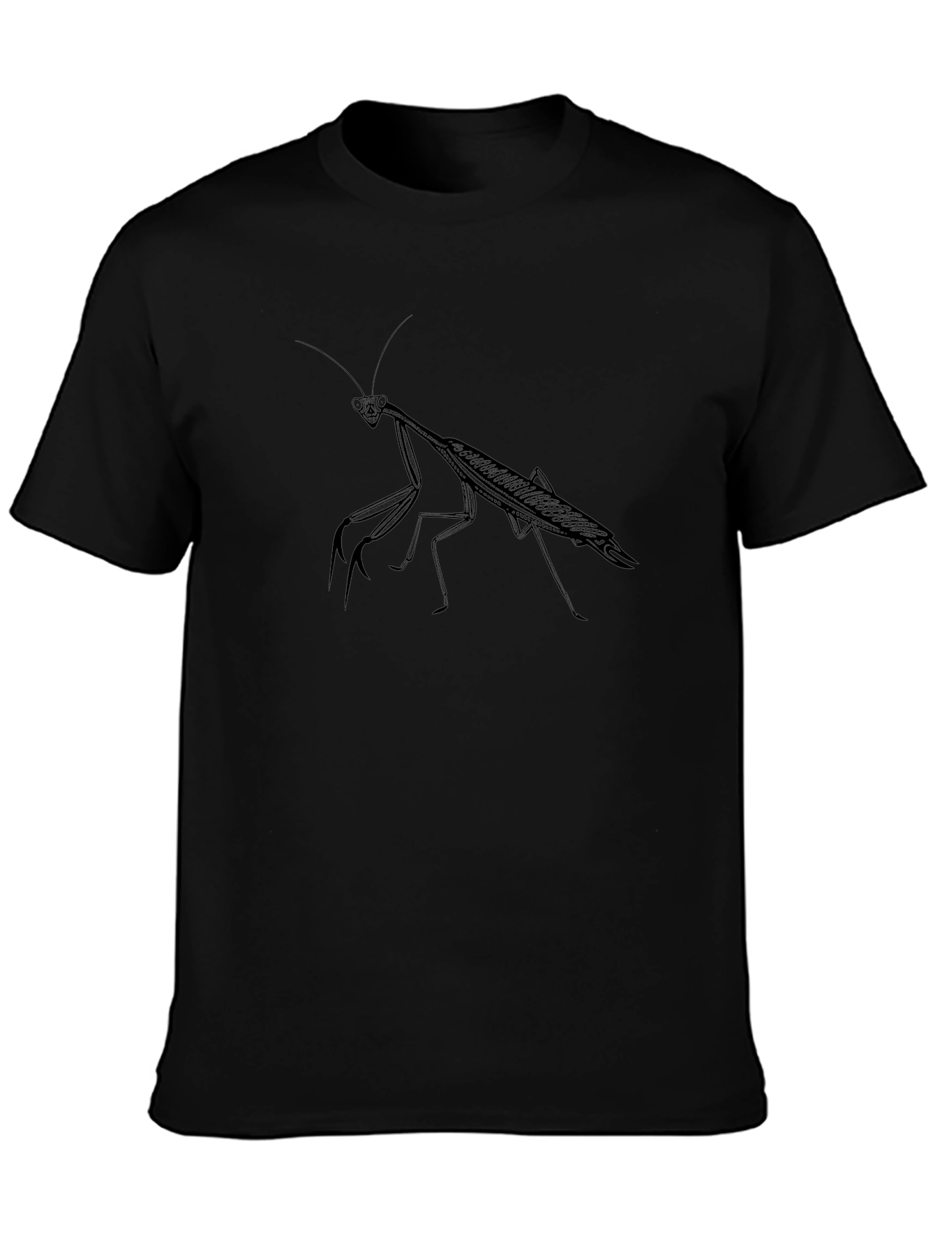 Black Mantis Graphic Tee - Insect Print Shirt