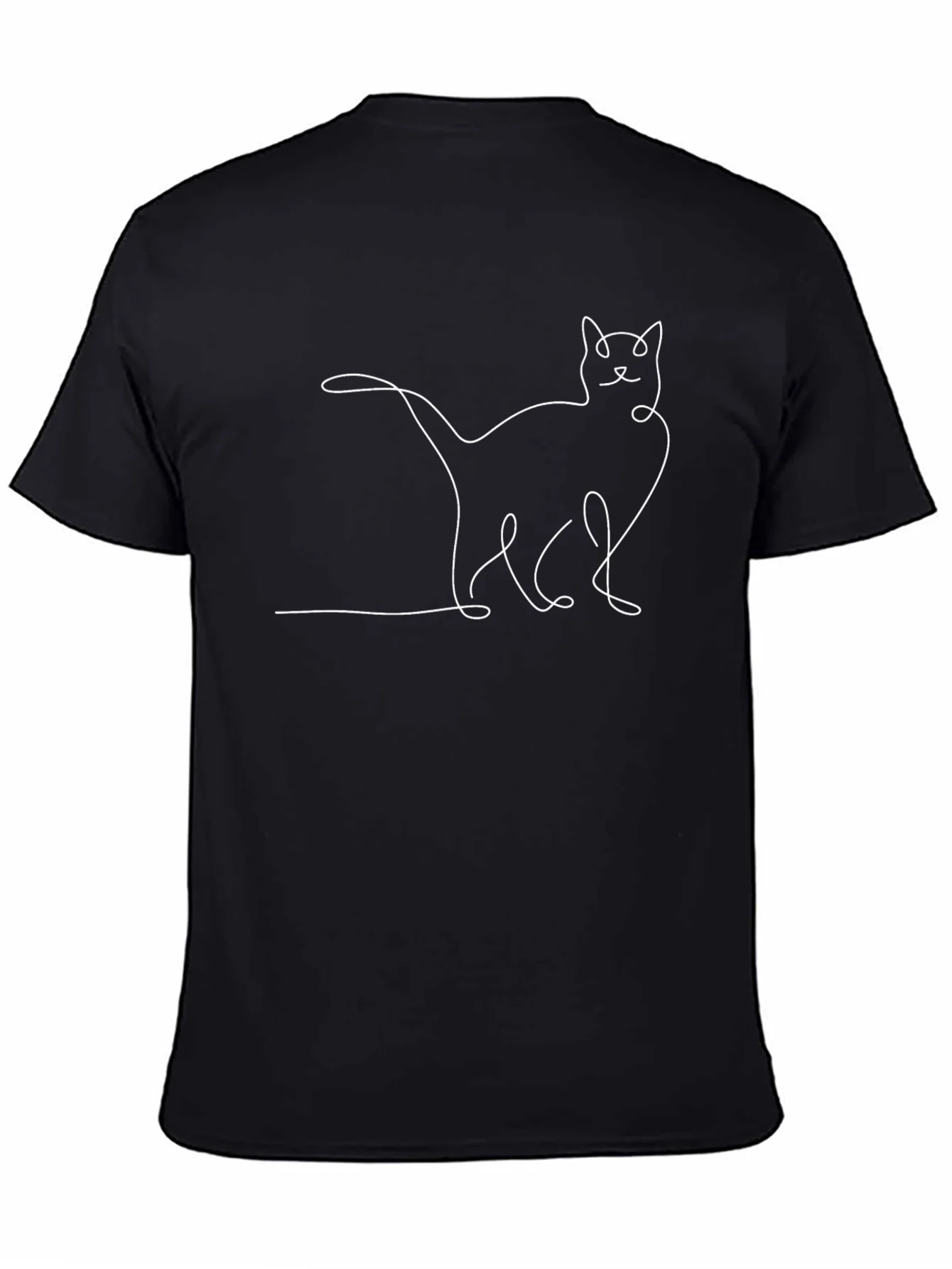 Minimalist Cat Outline Black Graphic Tee