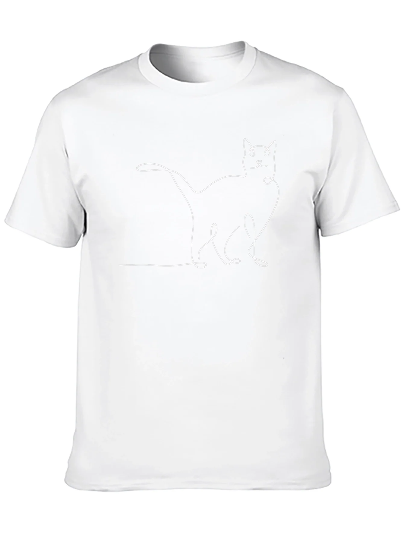 Minimalist Cat Outline Black Graphic Tee