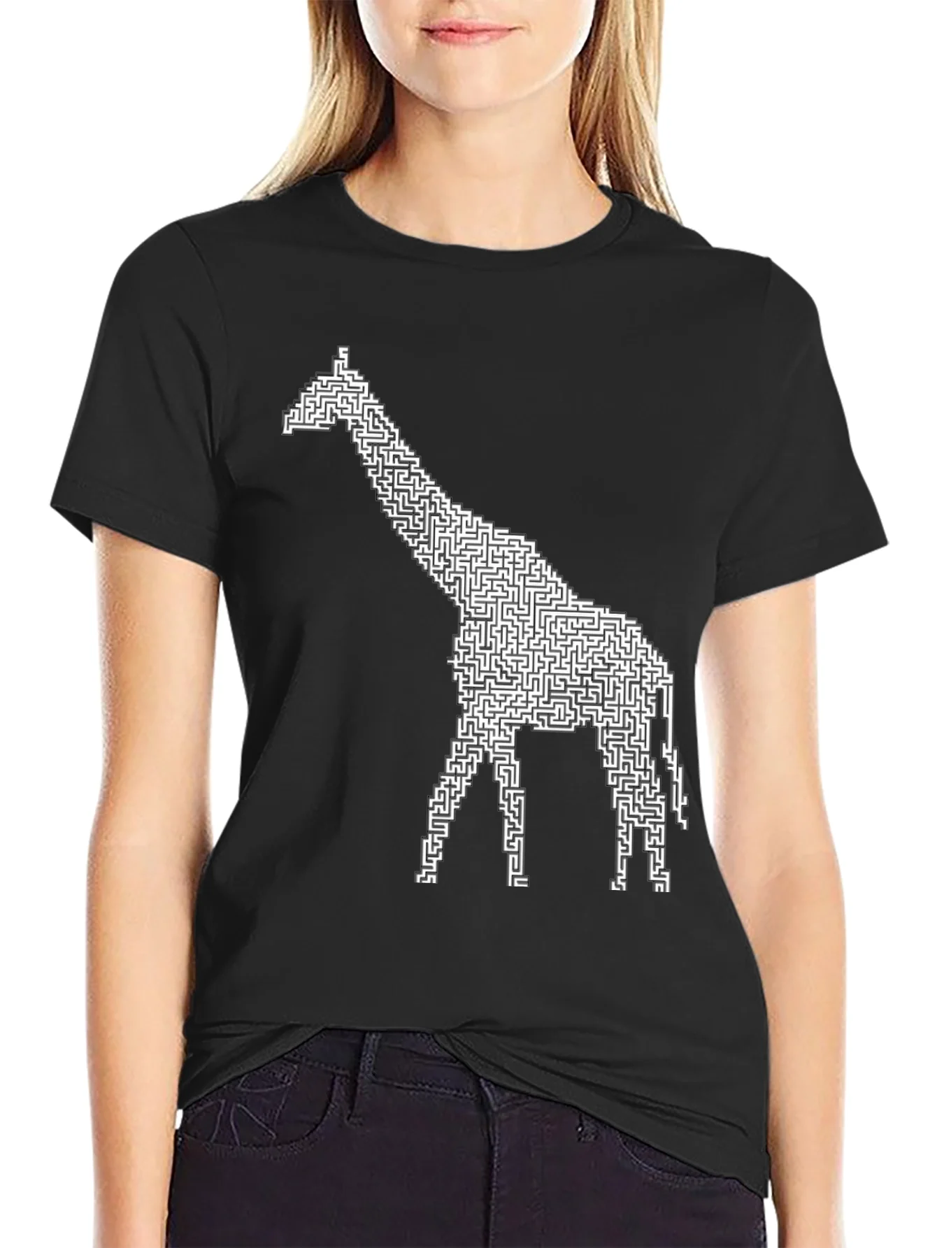 Giraffe Maze Black T-Shirt
