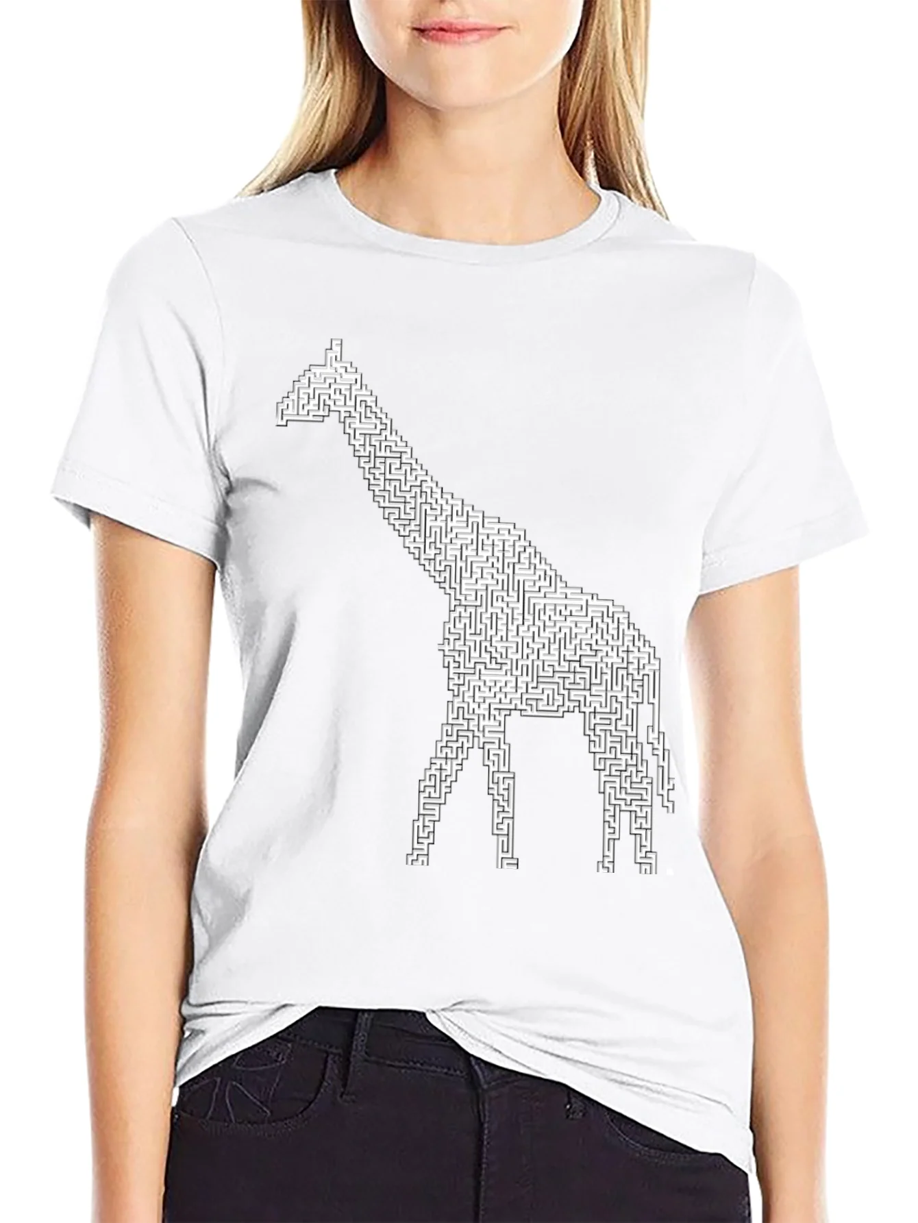 Giraffe Maze Black T-Shirt