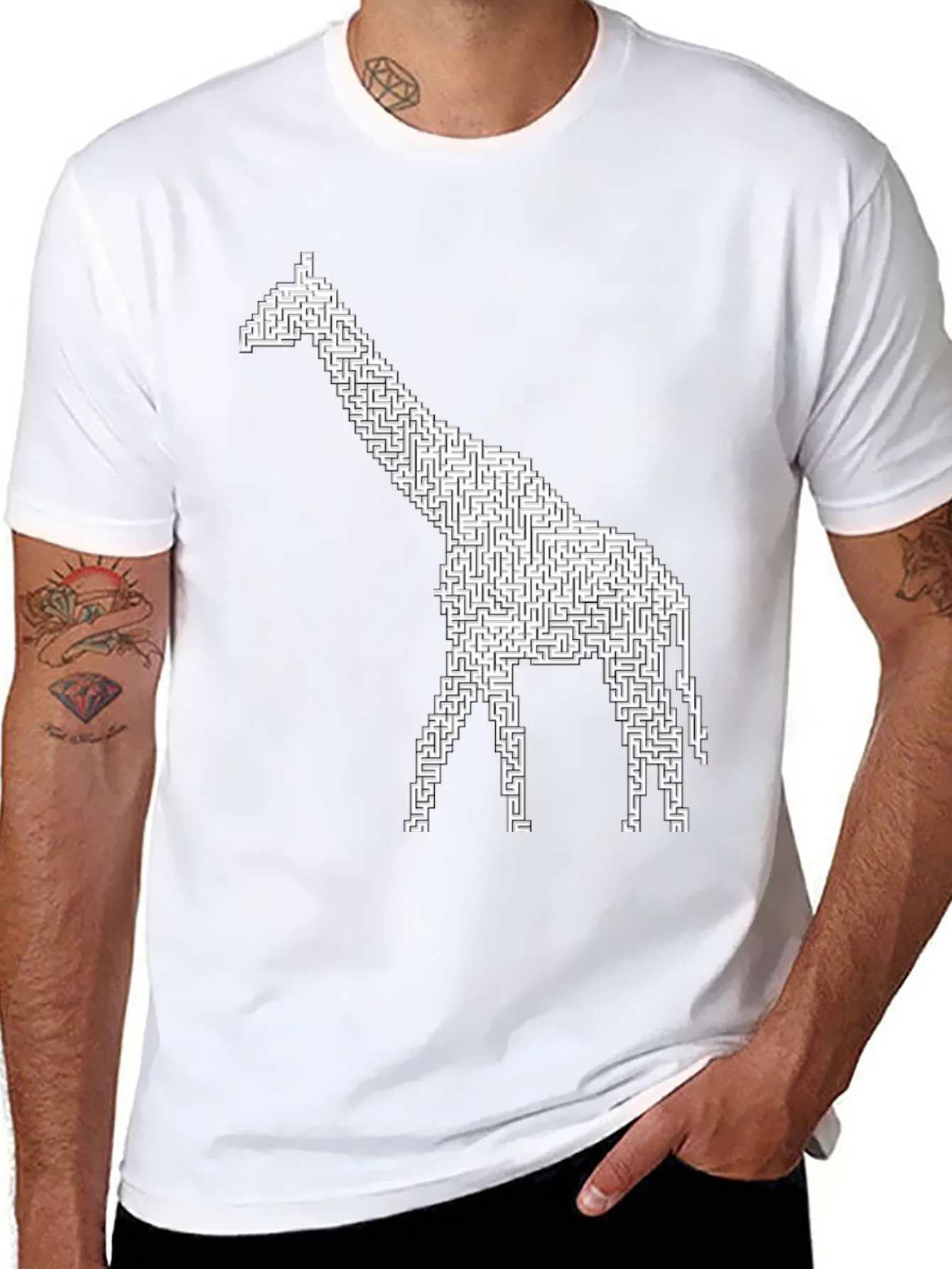 Giraffe Maze Black T-Shirt
