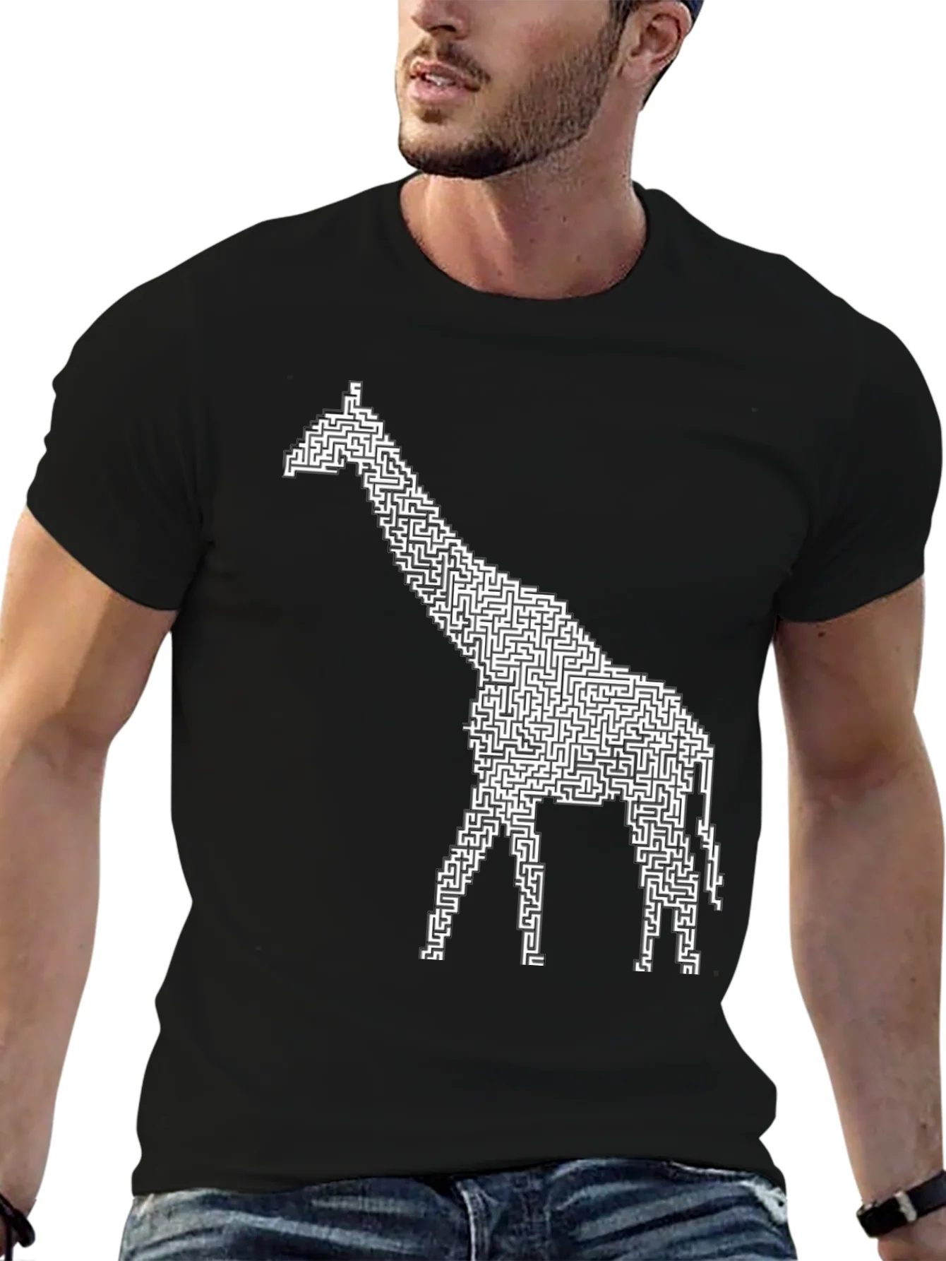 Giraffe Maze Black T-Shirt