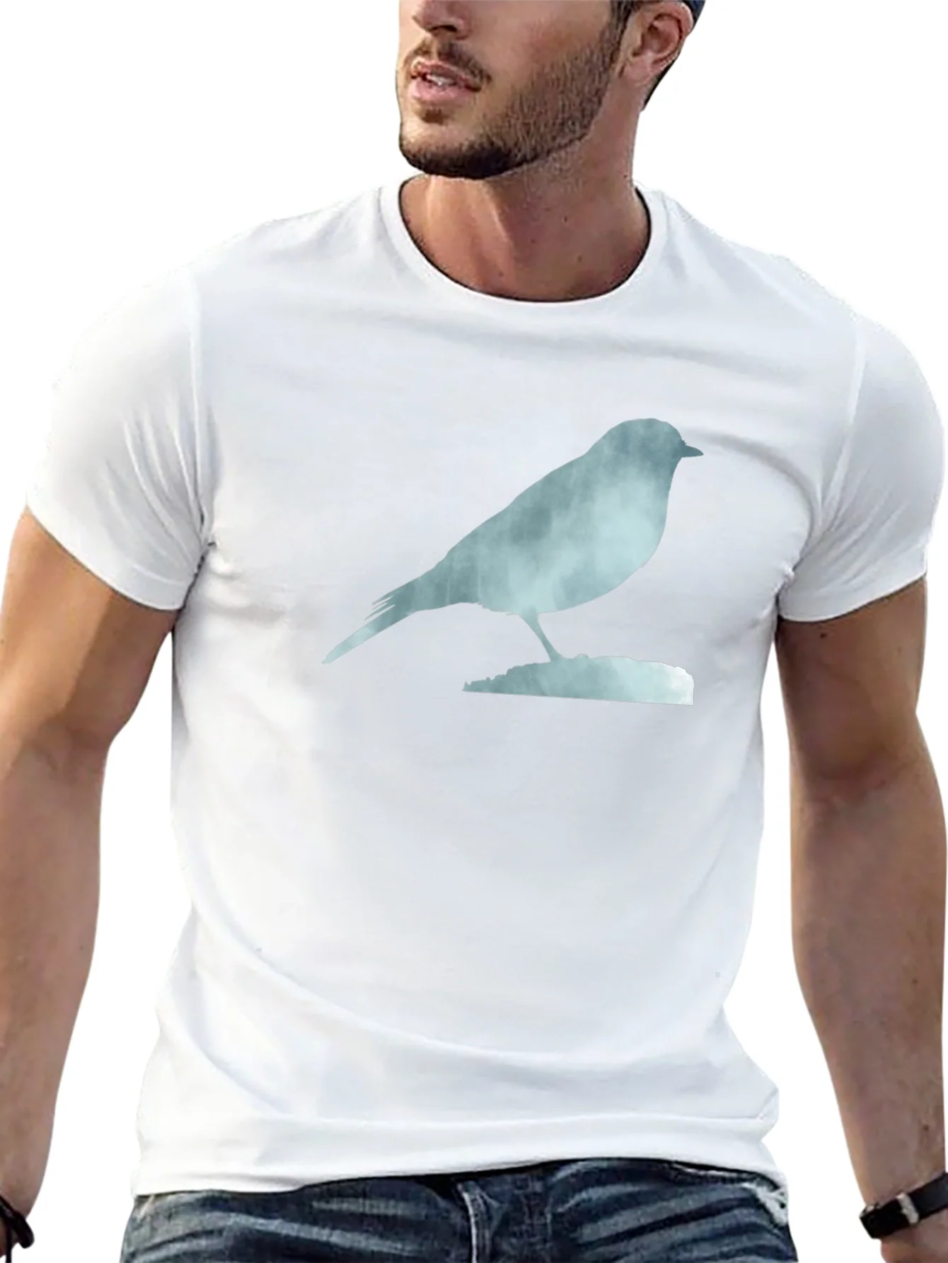 Bird Silhouette Graphic Tee - Soft Black Cotton