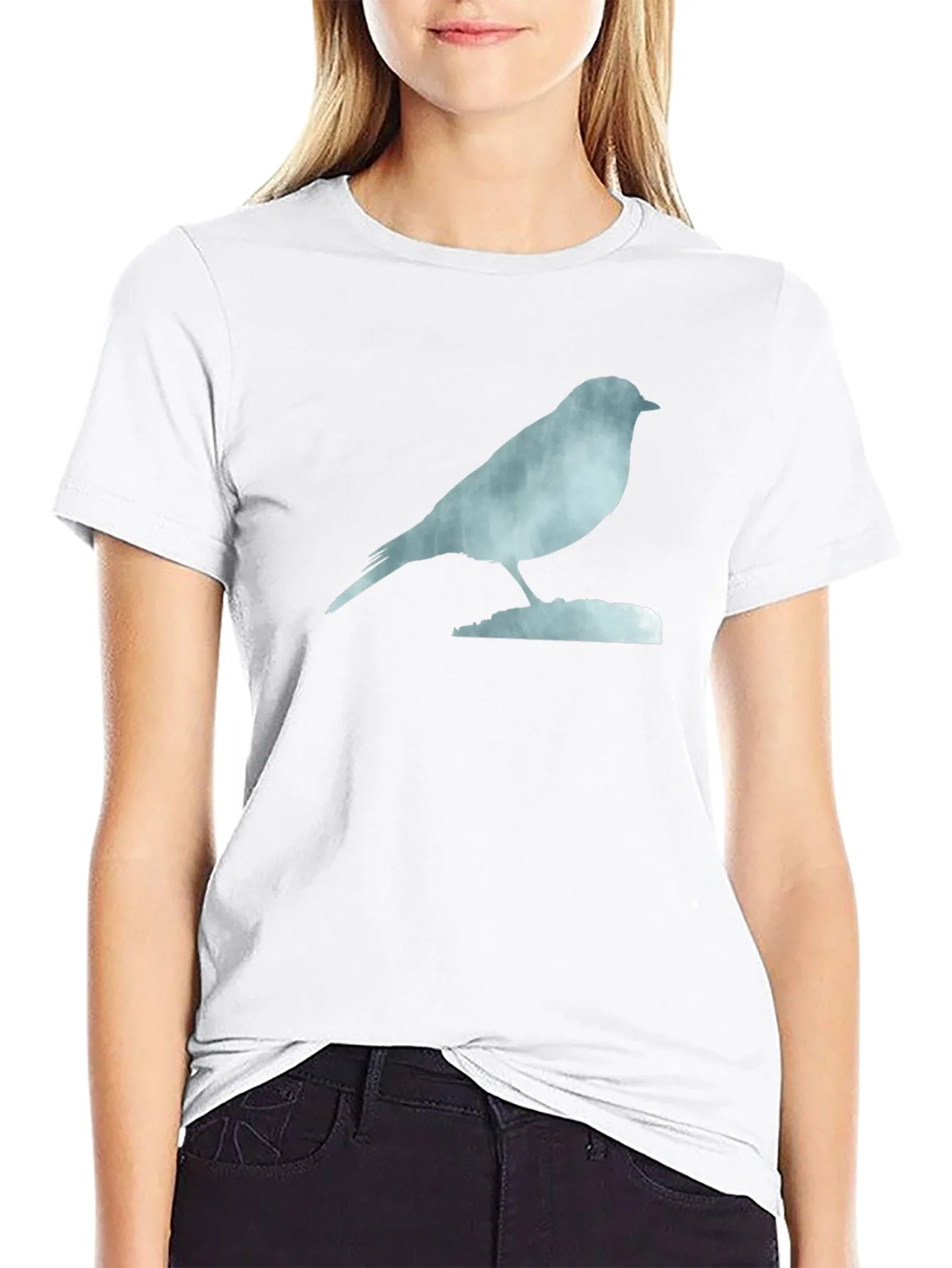 Bird Silhouette Graphic Tee - Soft Black Cotton