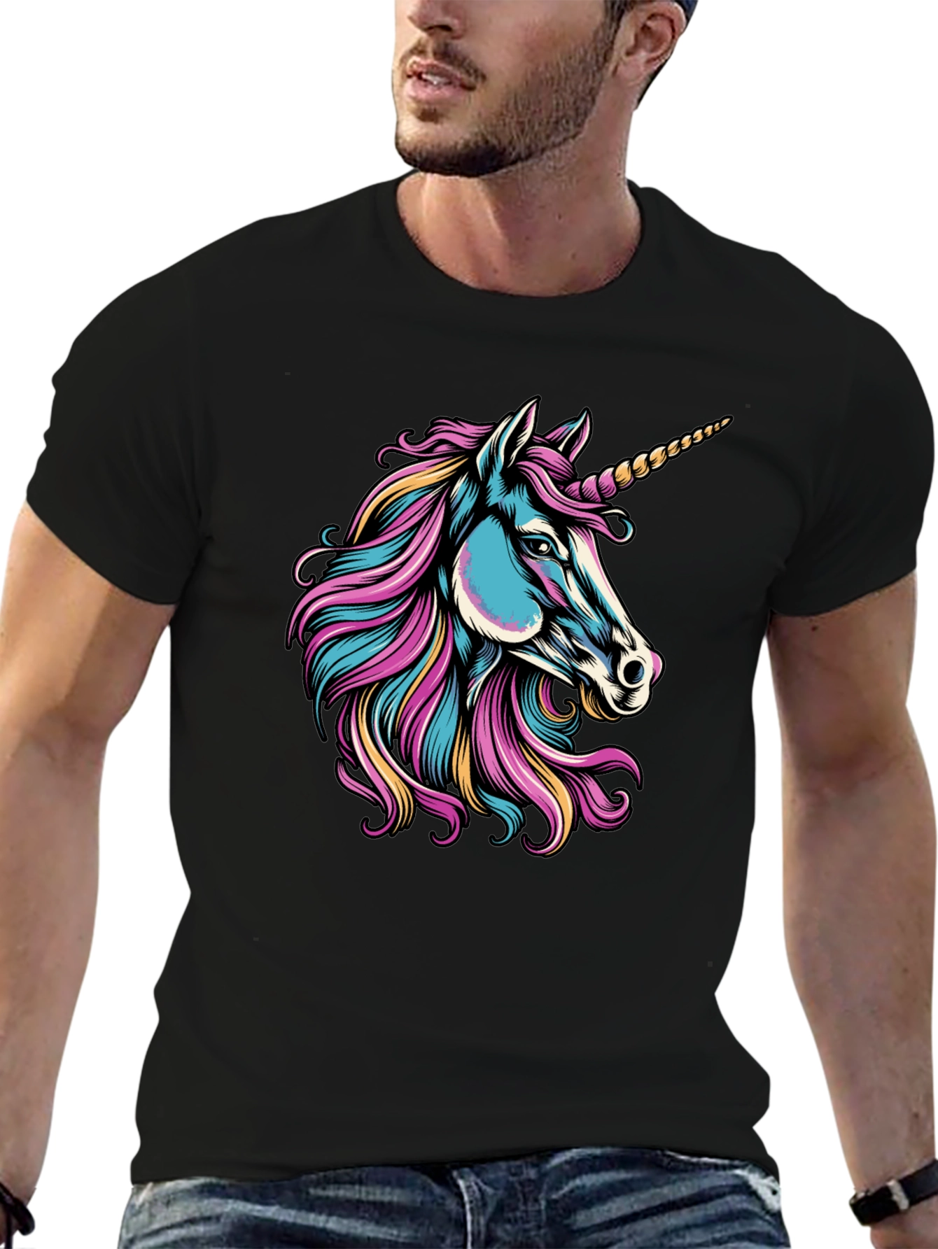 Unicorn Graphic Black T-Shirt