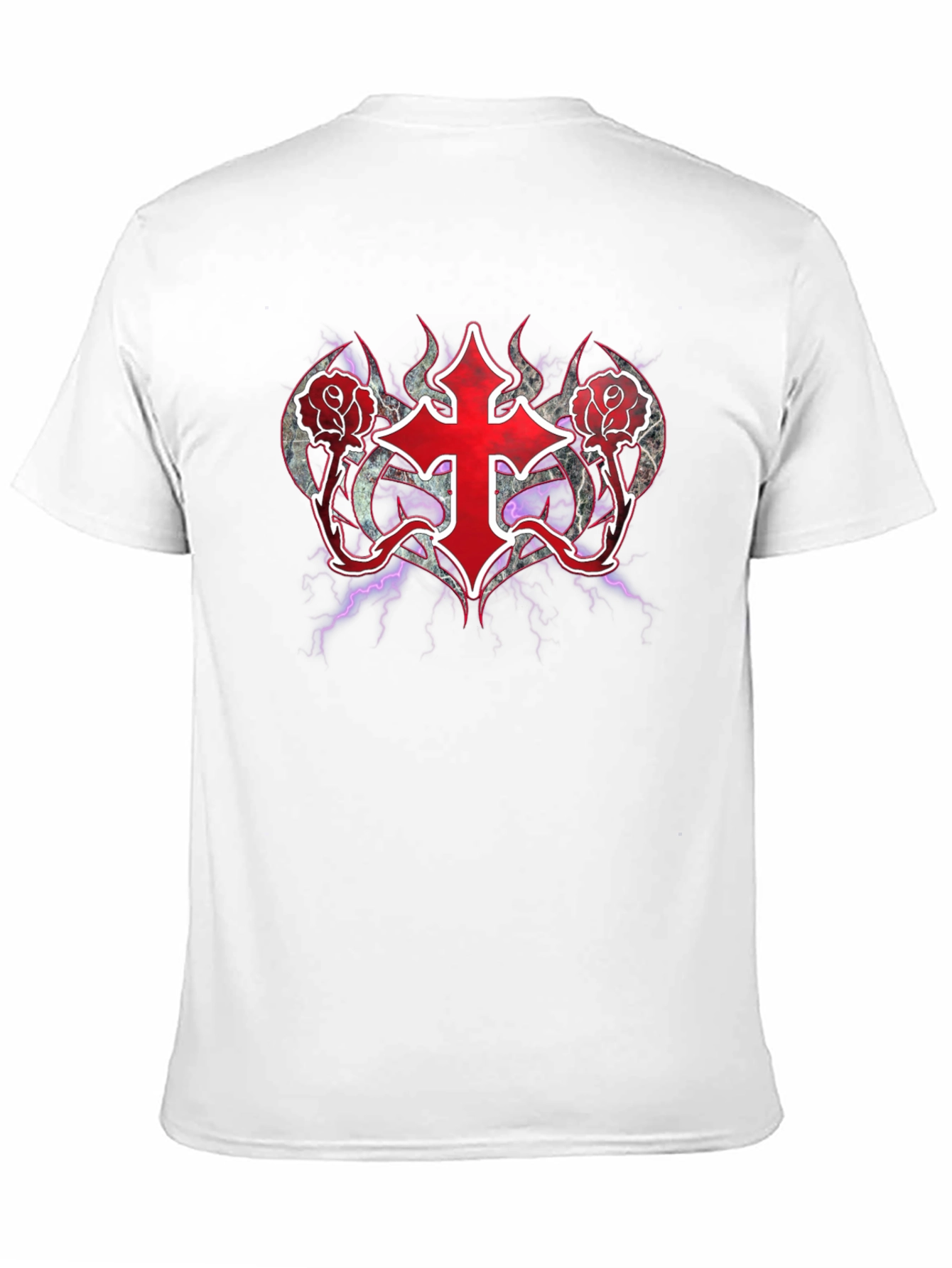 Gothic Cross & Roses T-Shirt - Dark Aesthetic