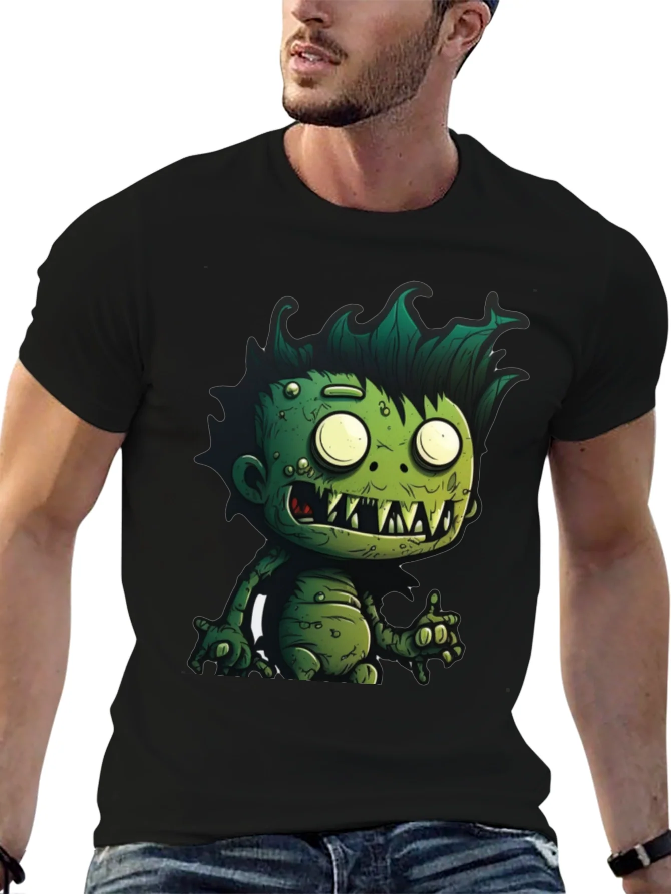 Monster Graphic Tee - Cartoon Zombie T-Shirt