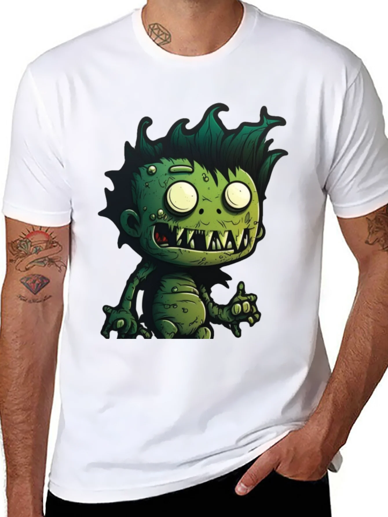 Monster Graphic Tee - Cartoon Zombie T-Shirt