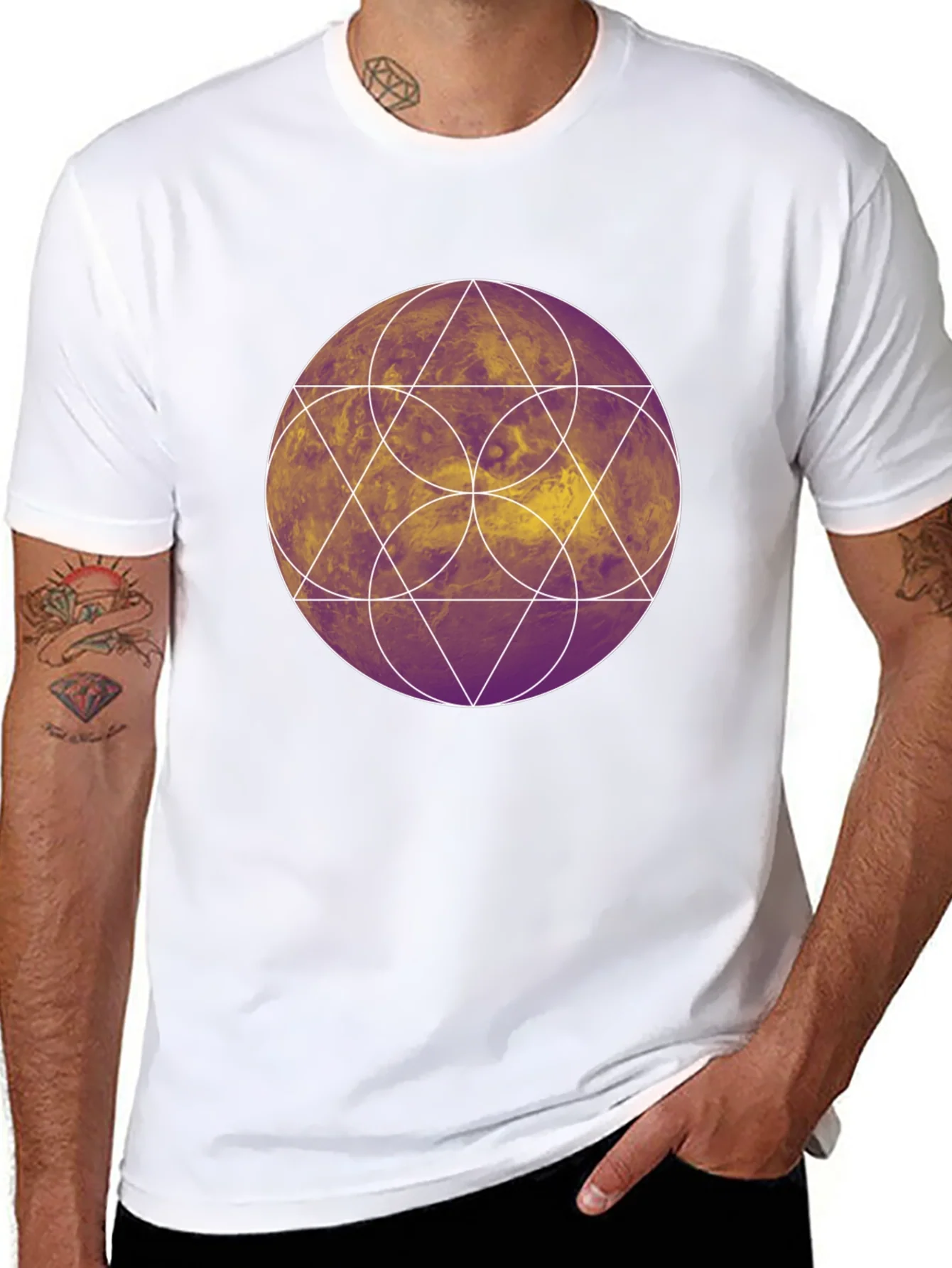 Geometric Graphic Tee - Black