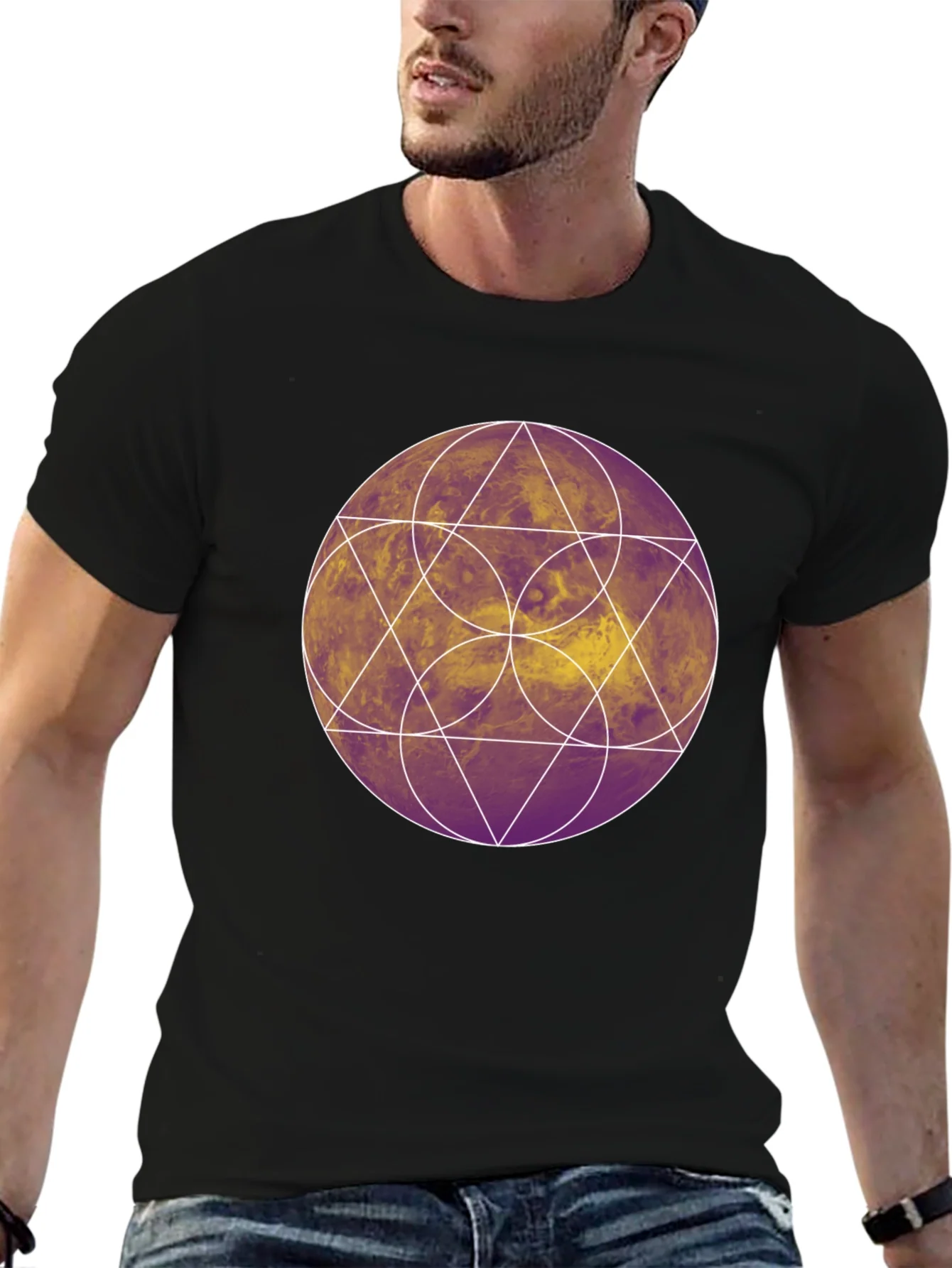 Geometric Graphic Tee - Black