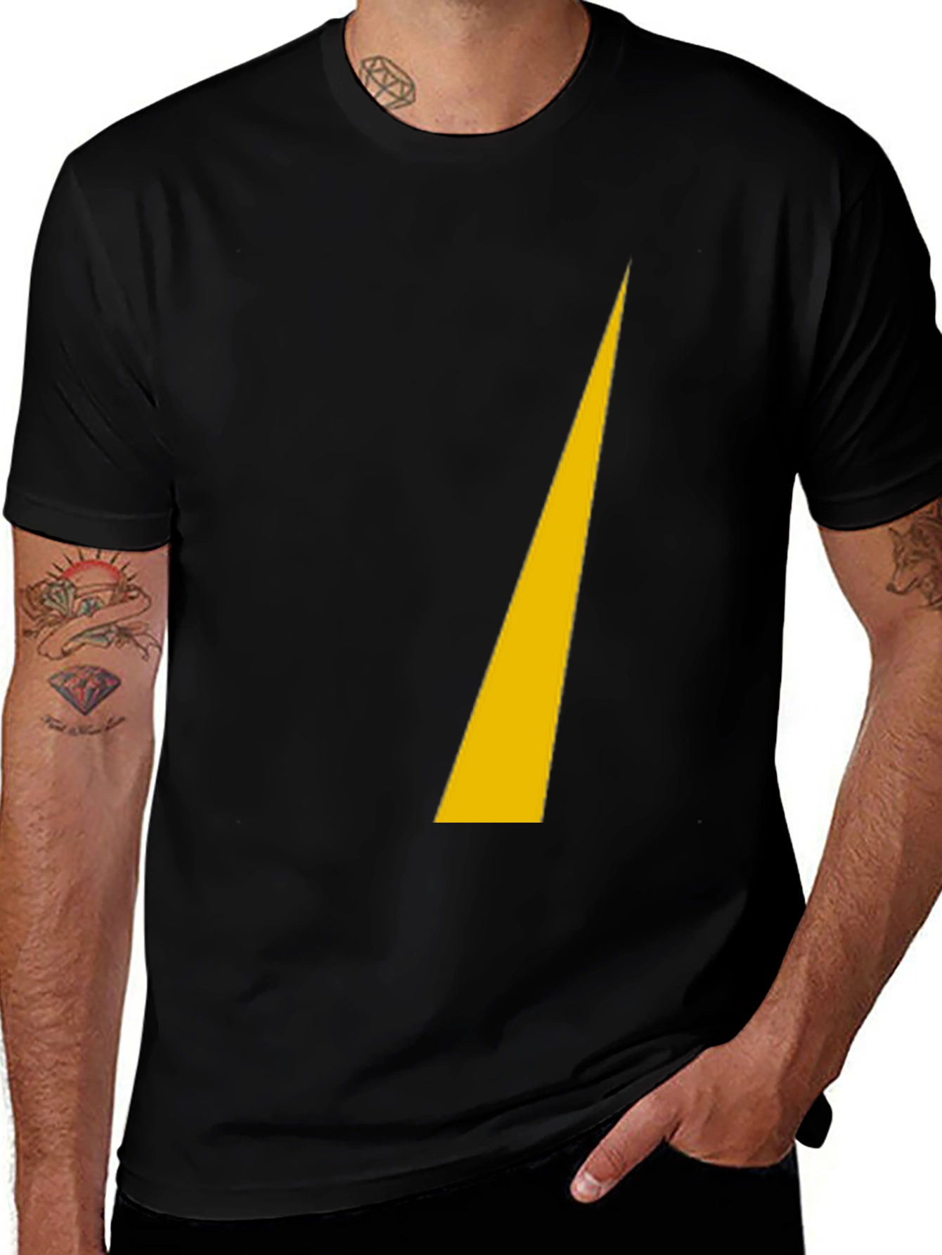 Mens Black T-Shirt with Yellow Graphic