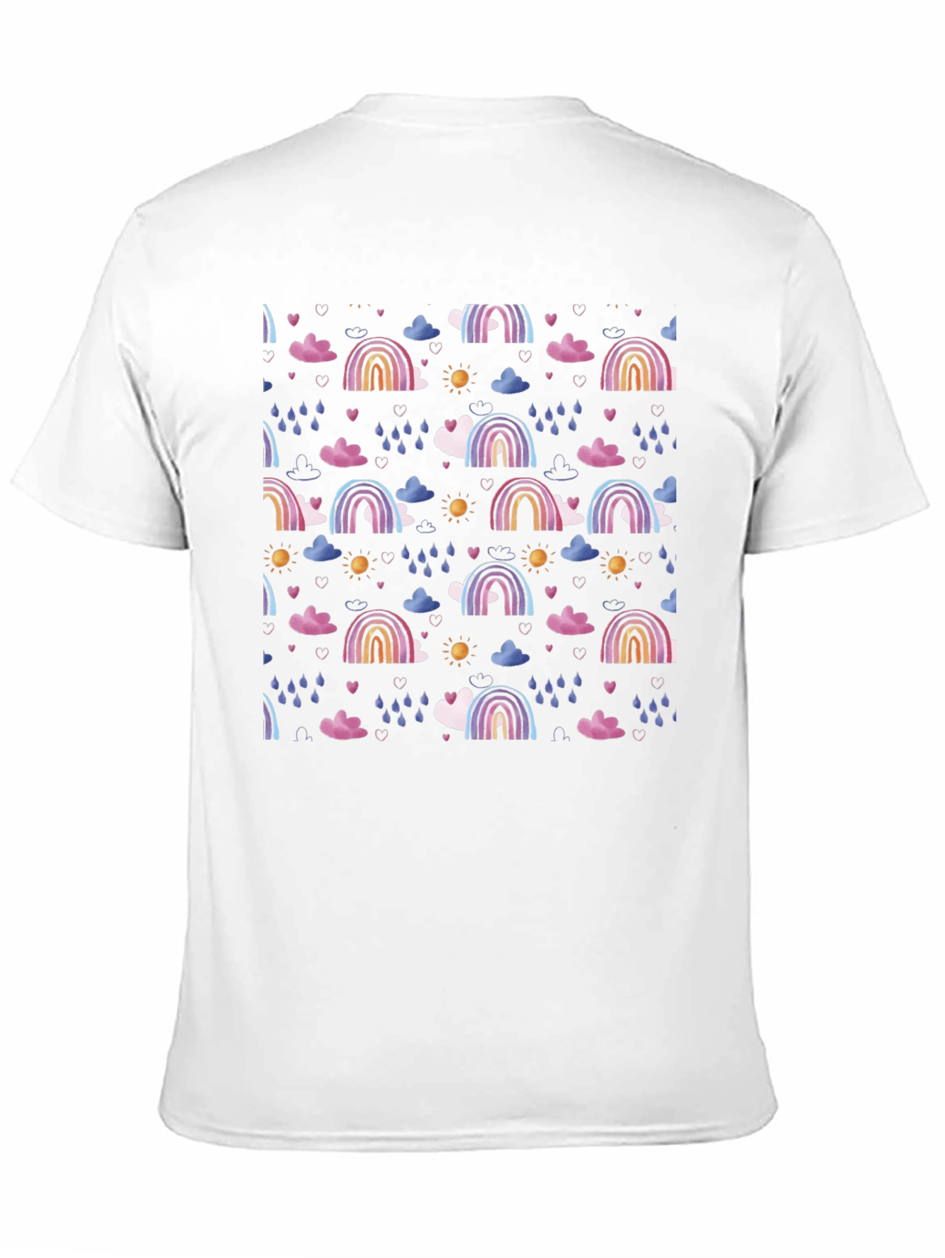 Rainbow Cloud Pattern Black T-Shirt