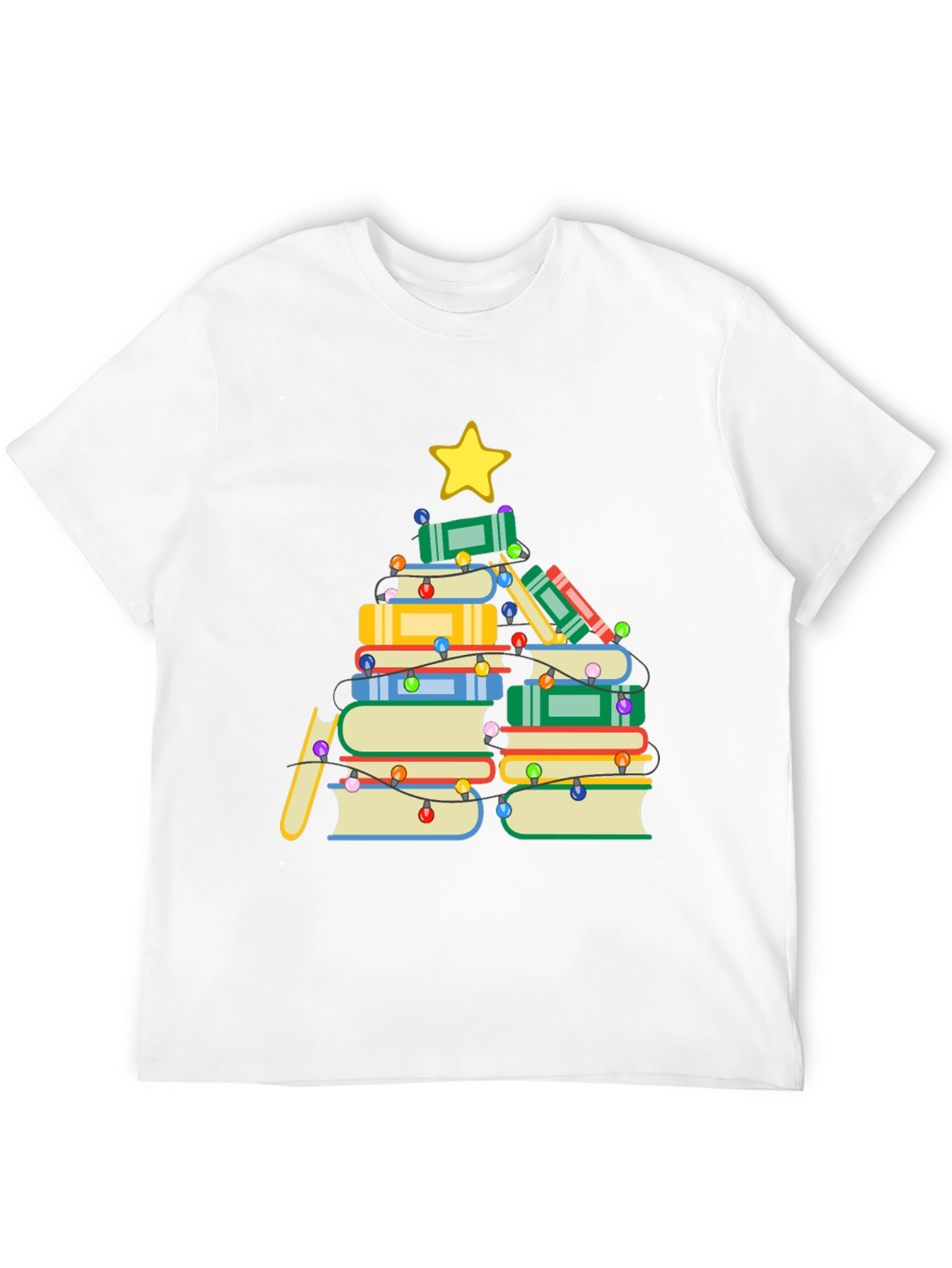 Book Christmas Tree T-Shirt - Holiday Reading