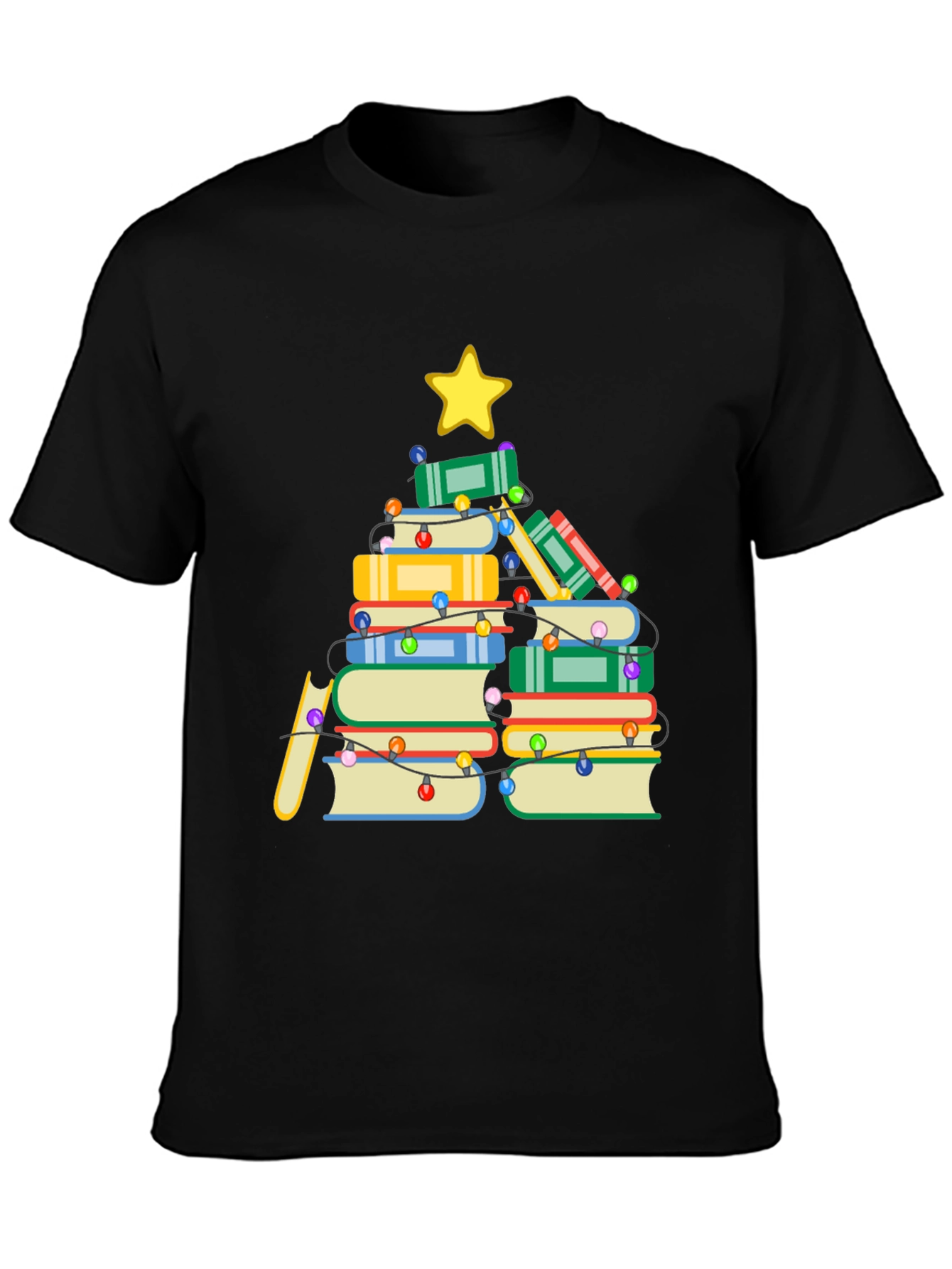 Book Christmas Tree T-Shirt - Holiday Reading