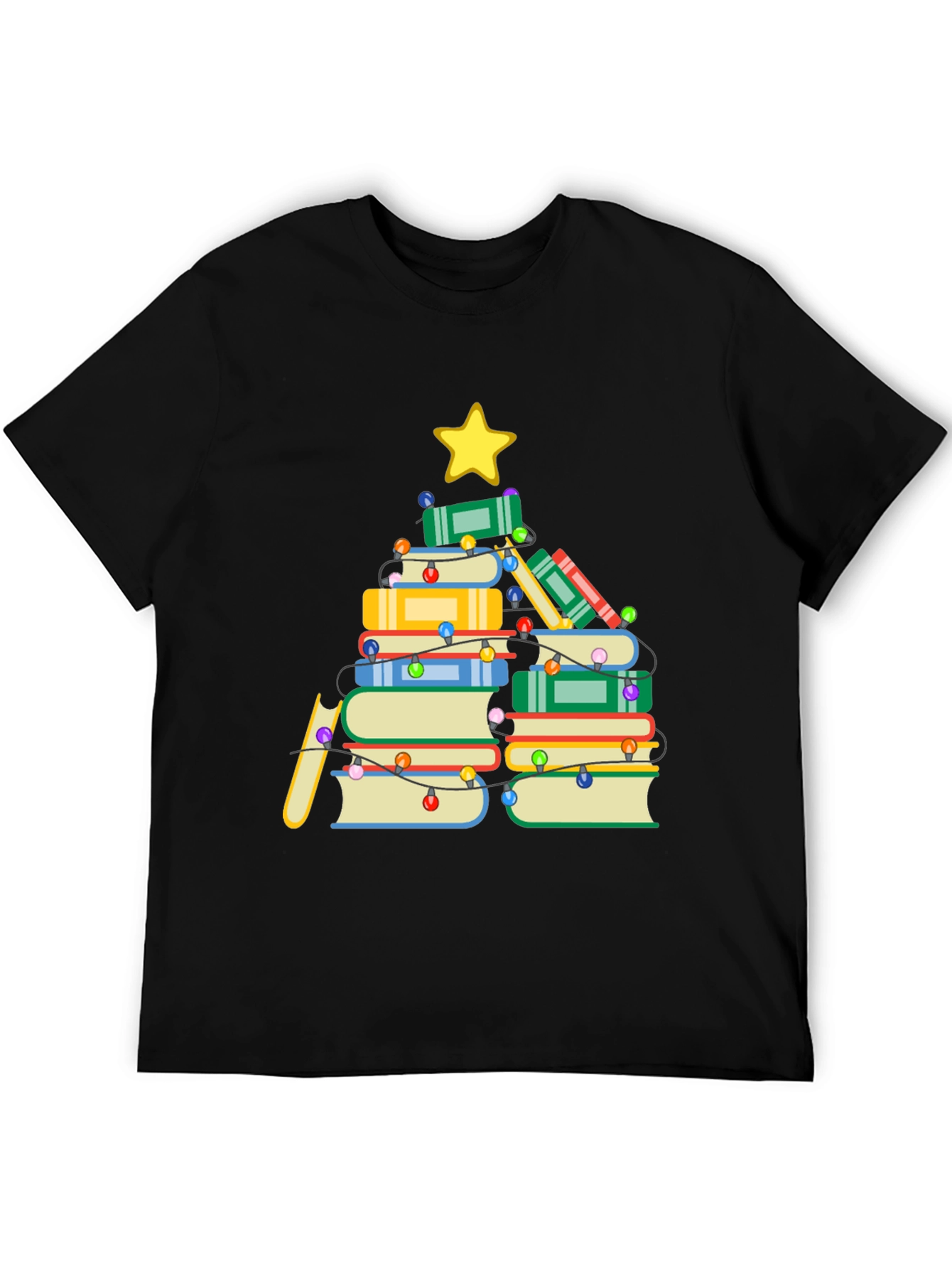 Book Christmas Tree T-Shirt - Holiday Reading