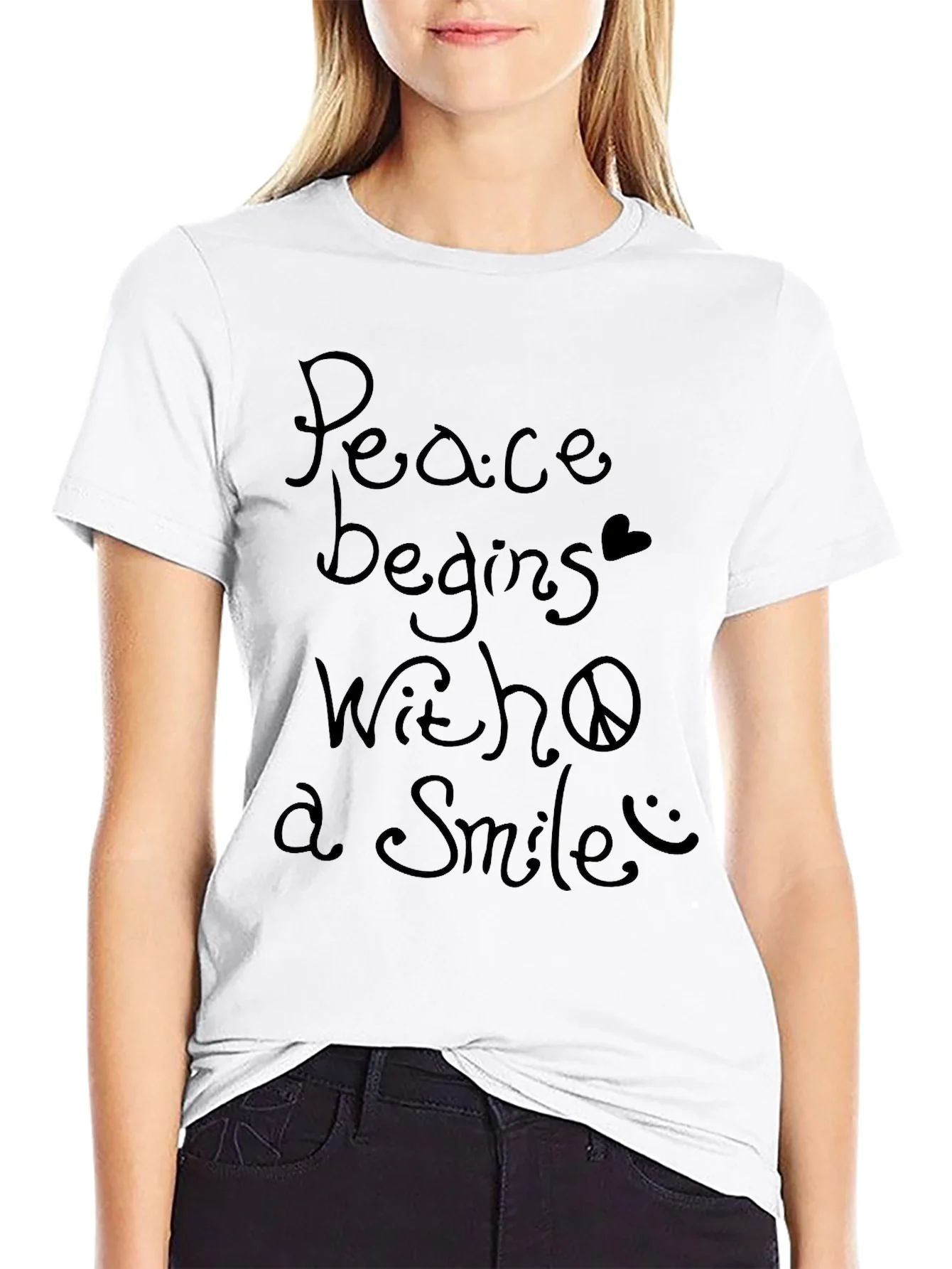 Peace Begins With a Smile Graphic T-Shirt