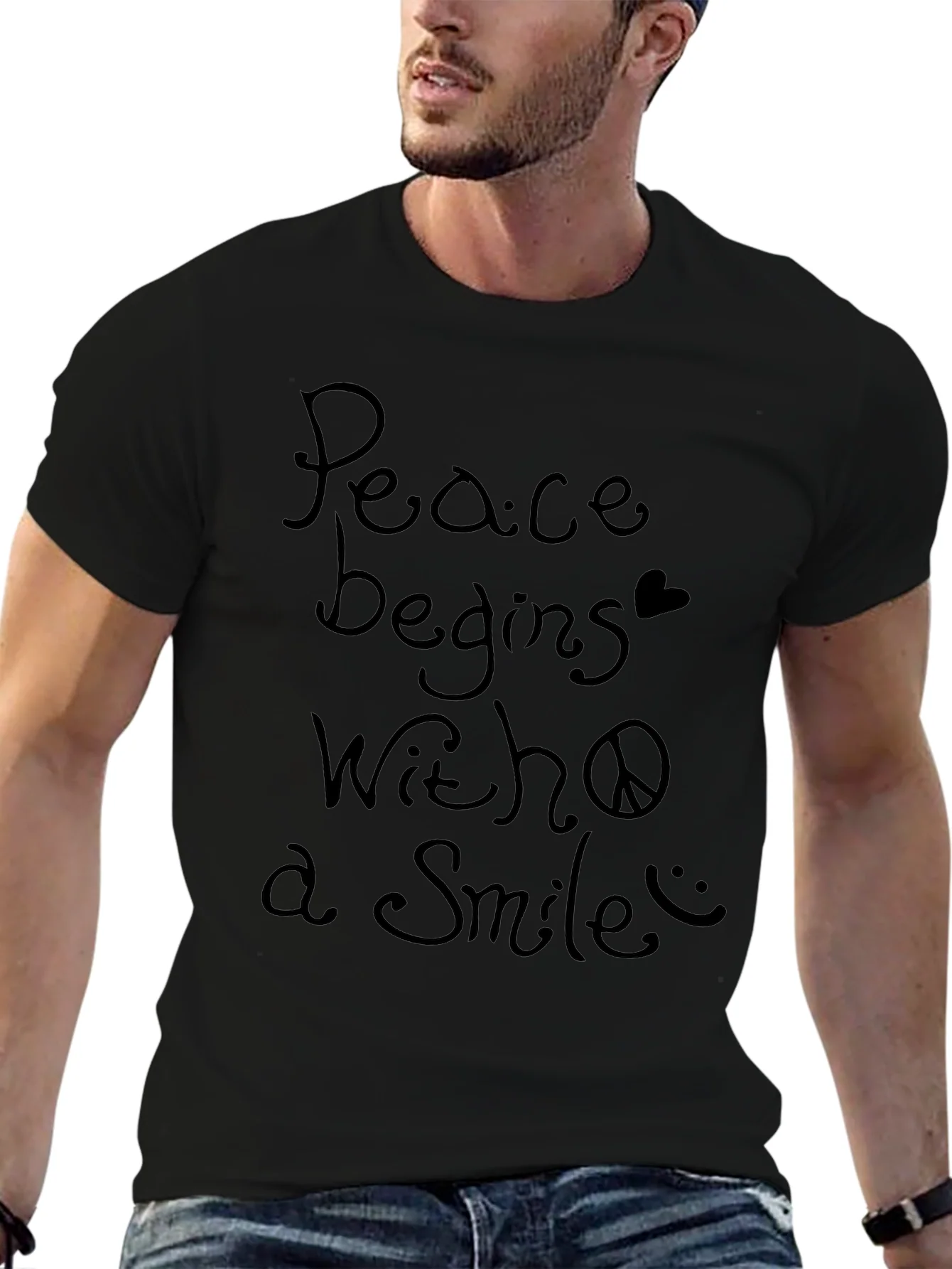 Peace Begins With a Smile Graphic T-Shirt