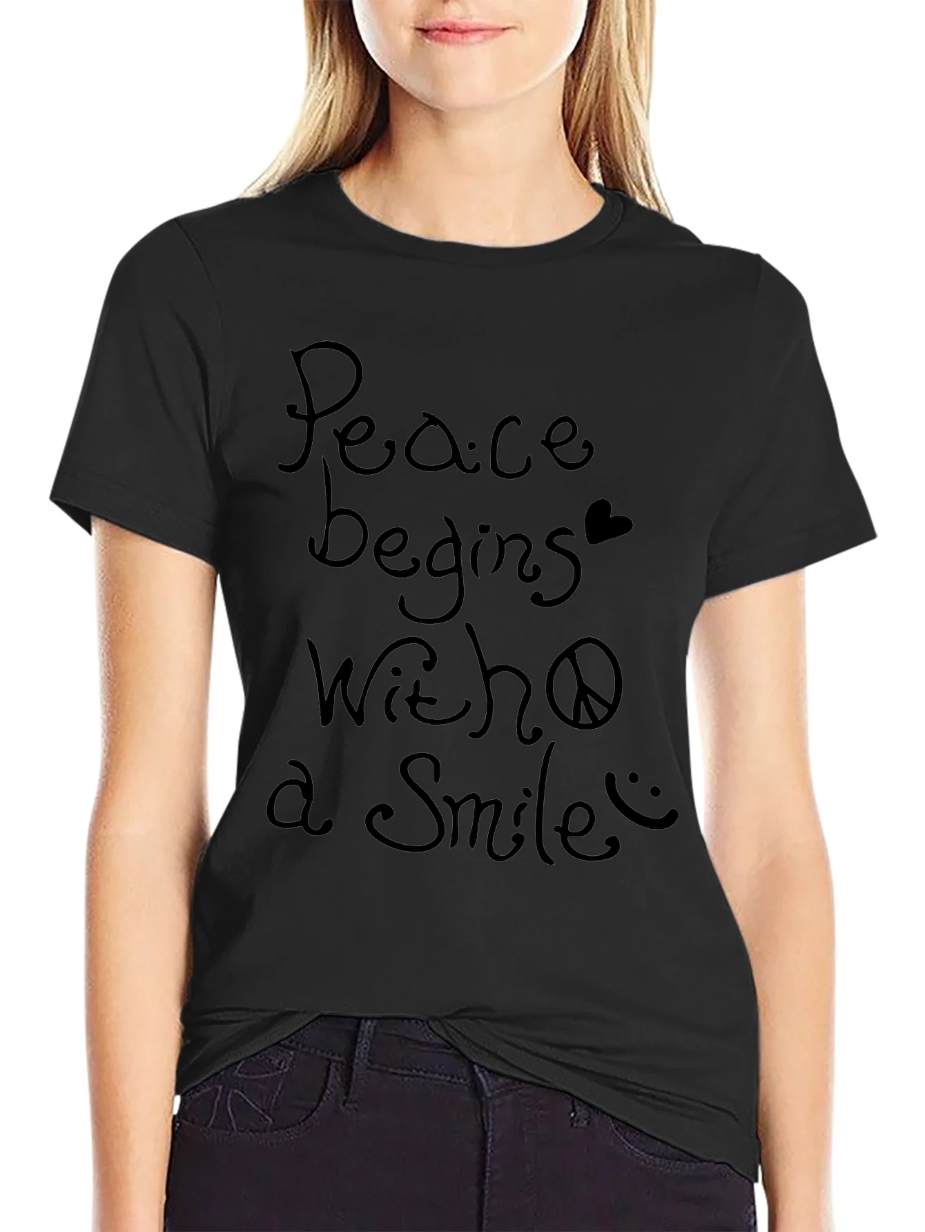 Peace Begins With a Smile Graphic T-Shirt