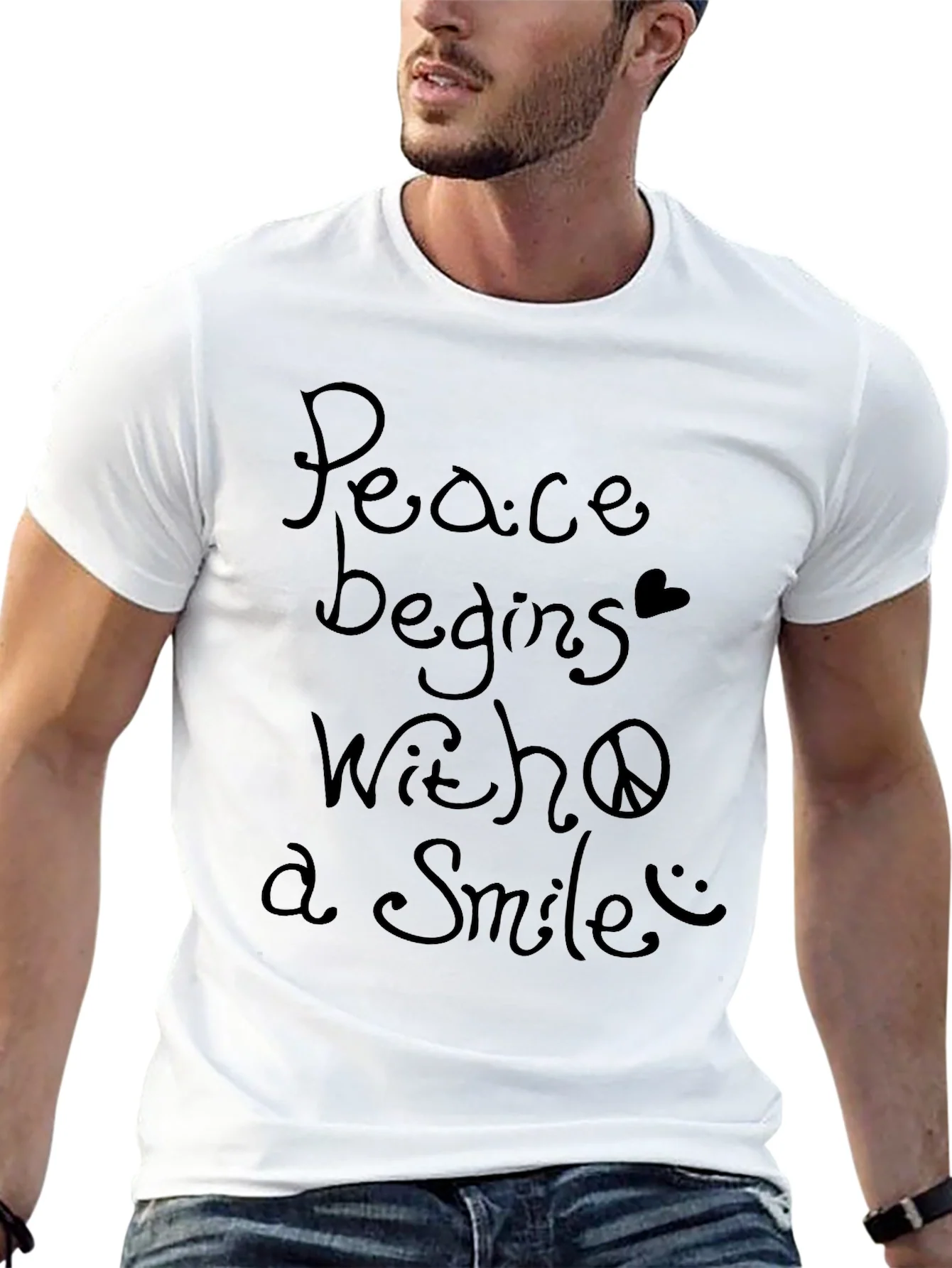 Peace Begins With a Smile Graphic T-Shirt