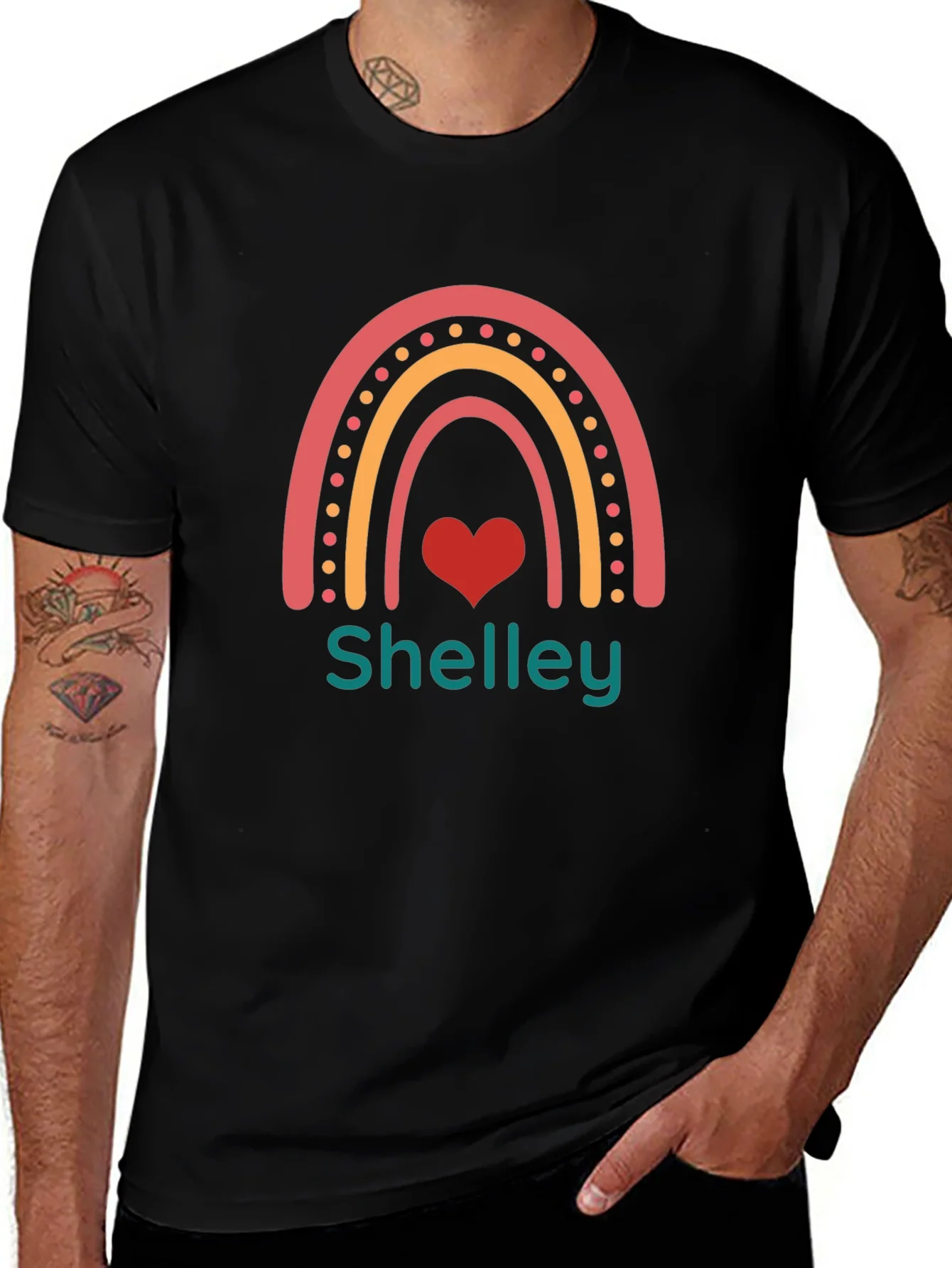 Shelley Rainbow Heart Personalized T-Shirt