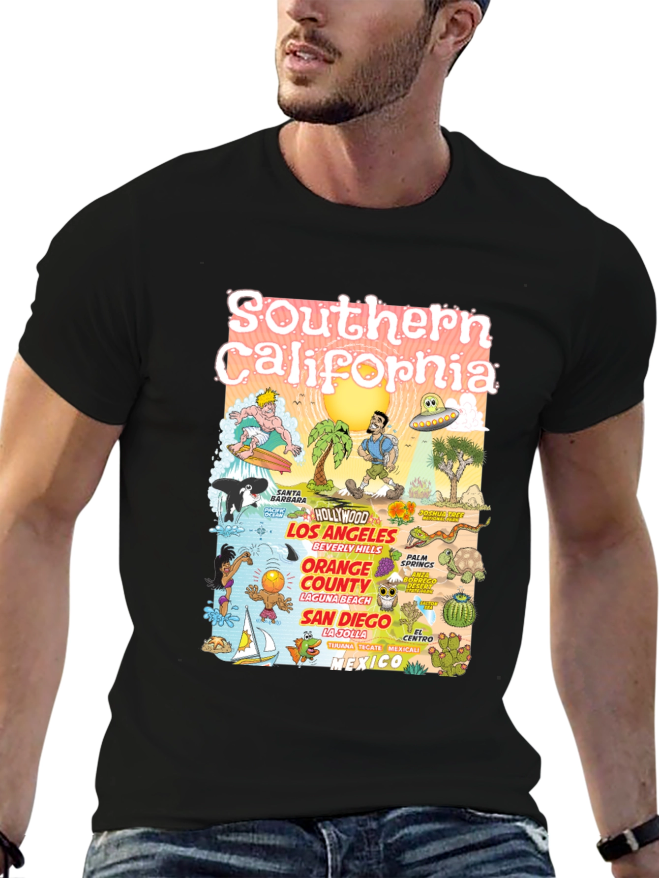 Southern California Graphic Print Black T-Shirt