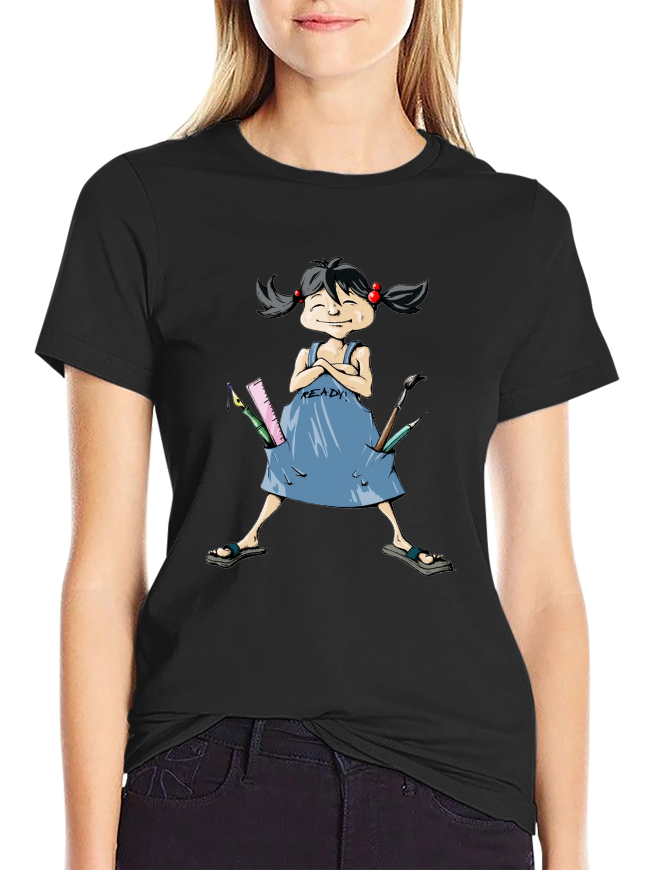 Artist Girls Ready T-Shirt - Black Cotton Tee