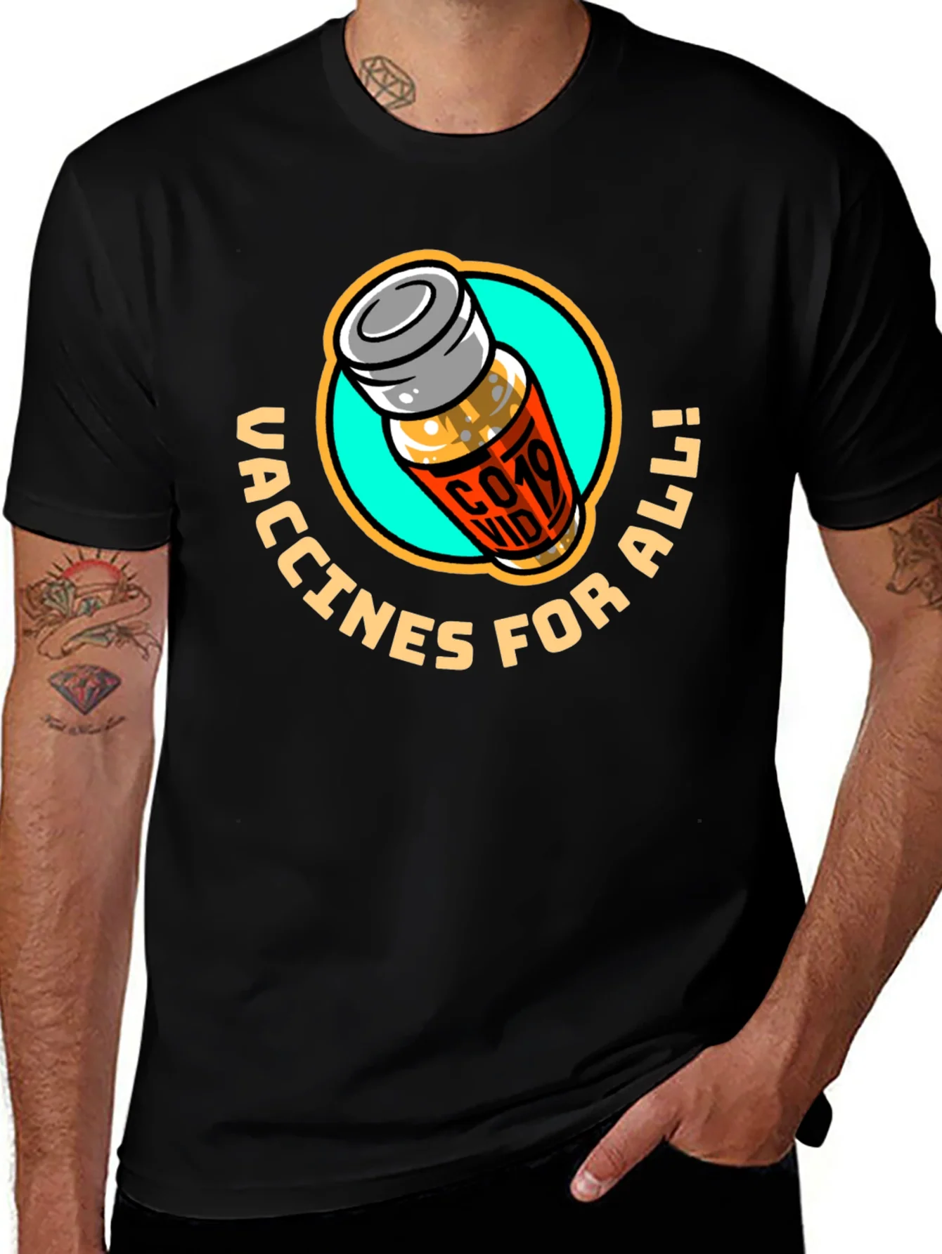 Vaccines For All T-Shirt - Modern Graphic Tee