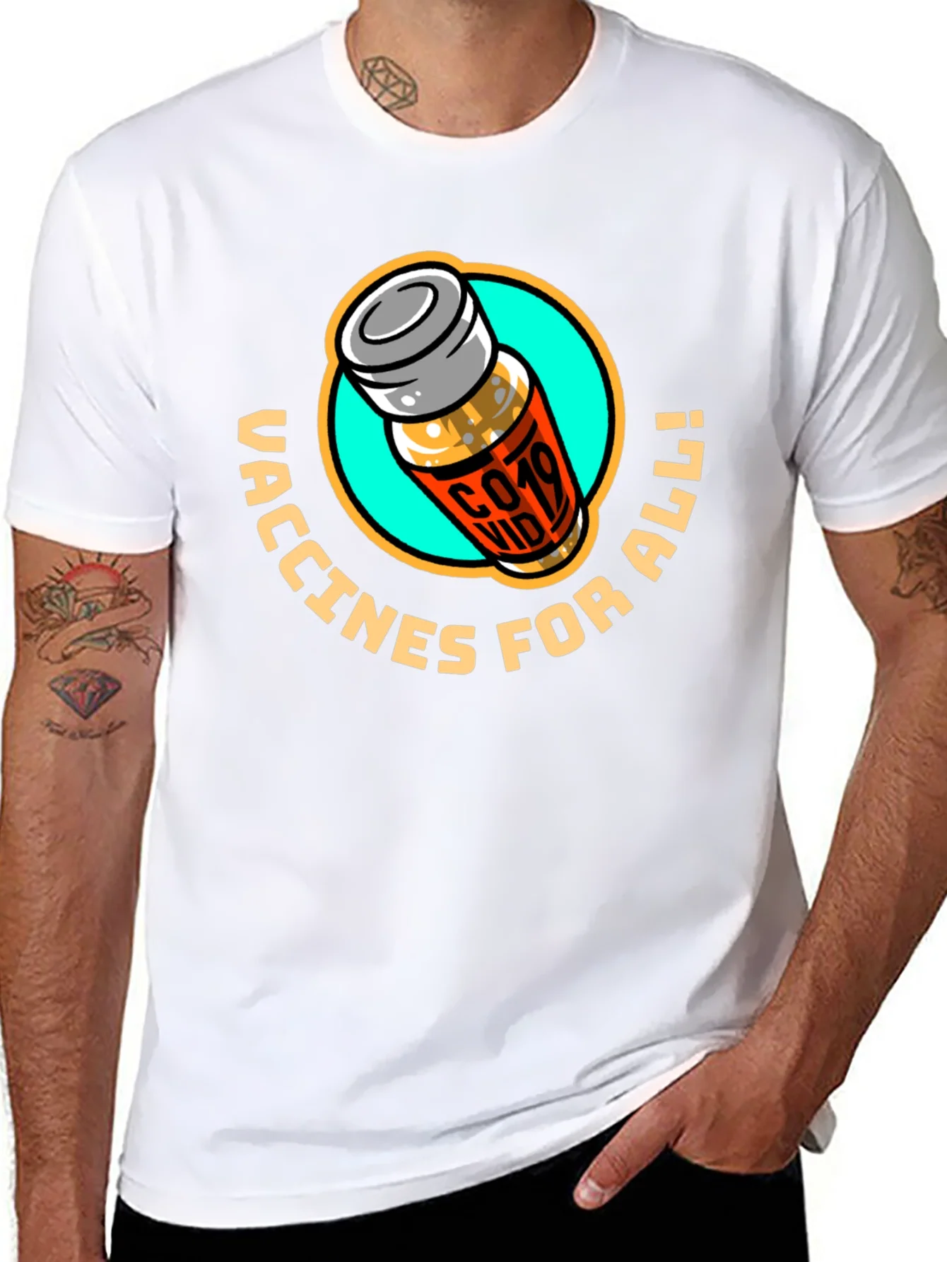 Vaccines For All T-Shirt - Modern Graphic Tee