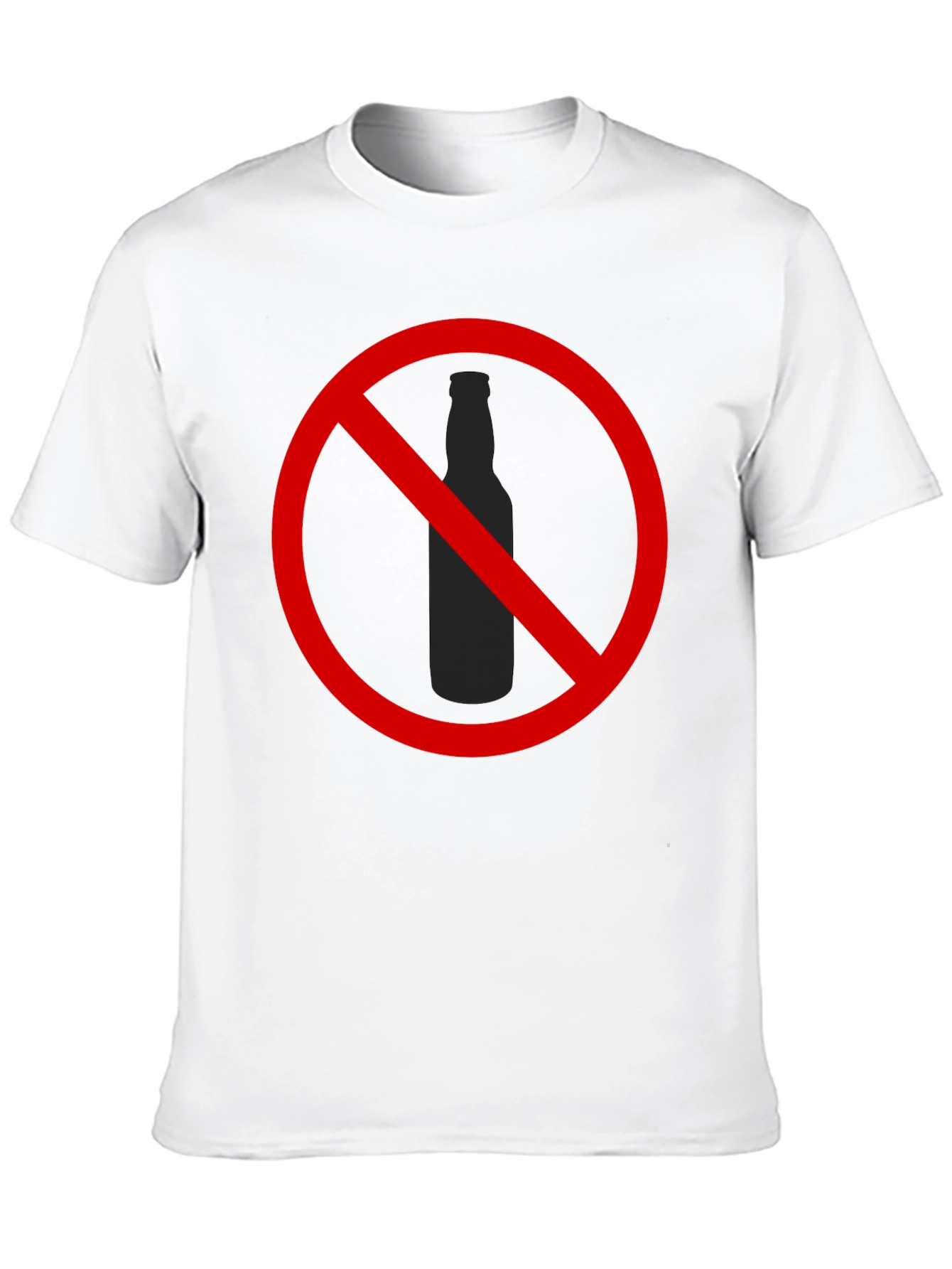 No Alcohol T-Shirt - Black Crew Neck Novelty Tee