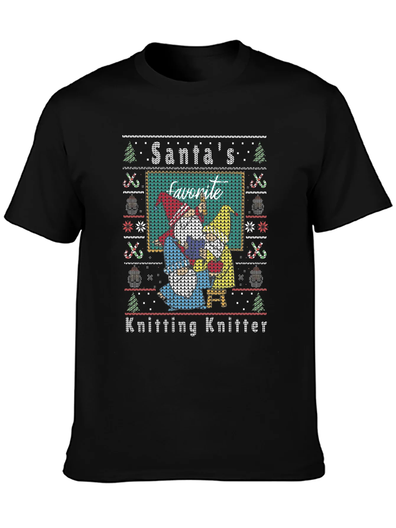Santas Favorite Knitting Knitter Ugly Christmas T-Shirt