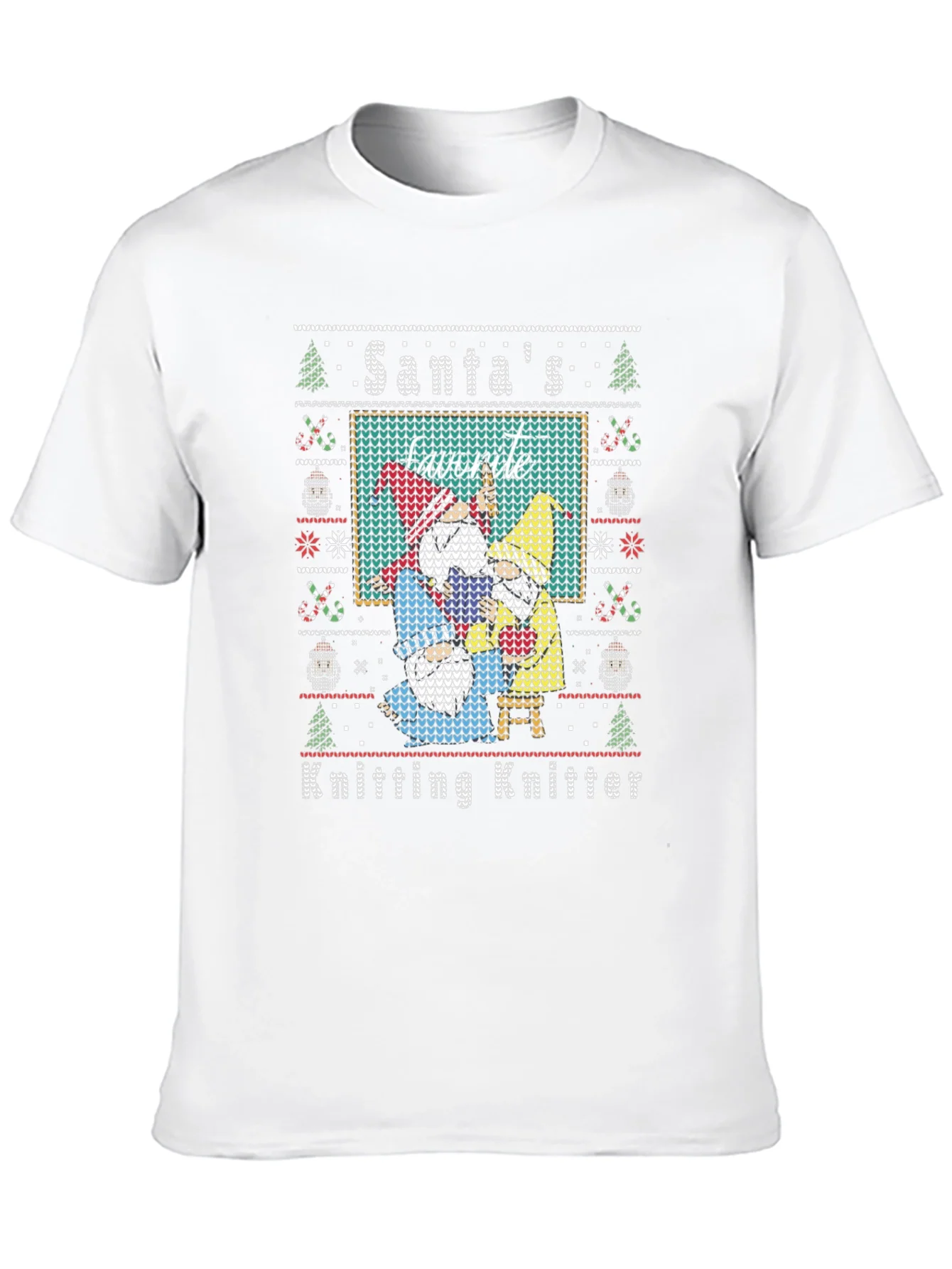 Santas Favorite Knitting Knitter Ugly Christmas T-Shirt