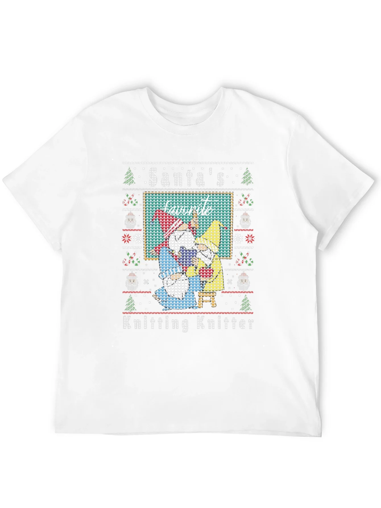 Santas Favorite Knitting Knitter Ugly Christmas T-Shirt