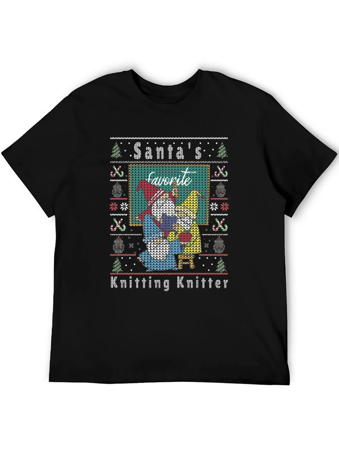 Santas Favorite Knitting Knitter Ugly Christmas T-Shirt