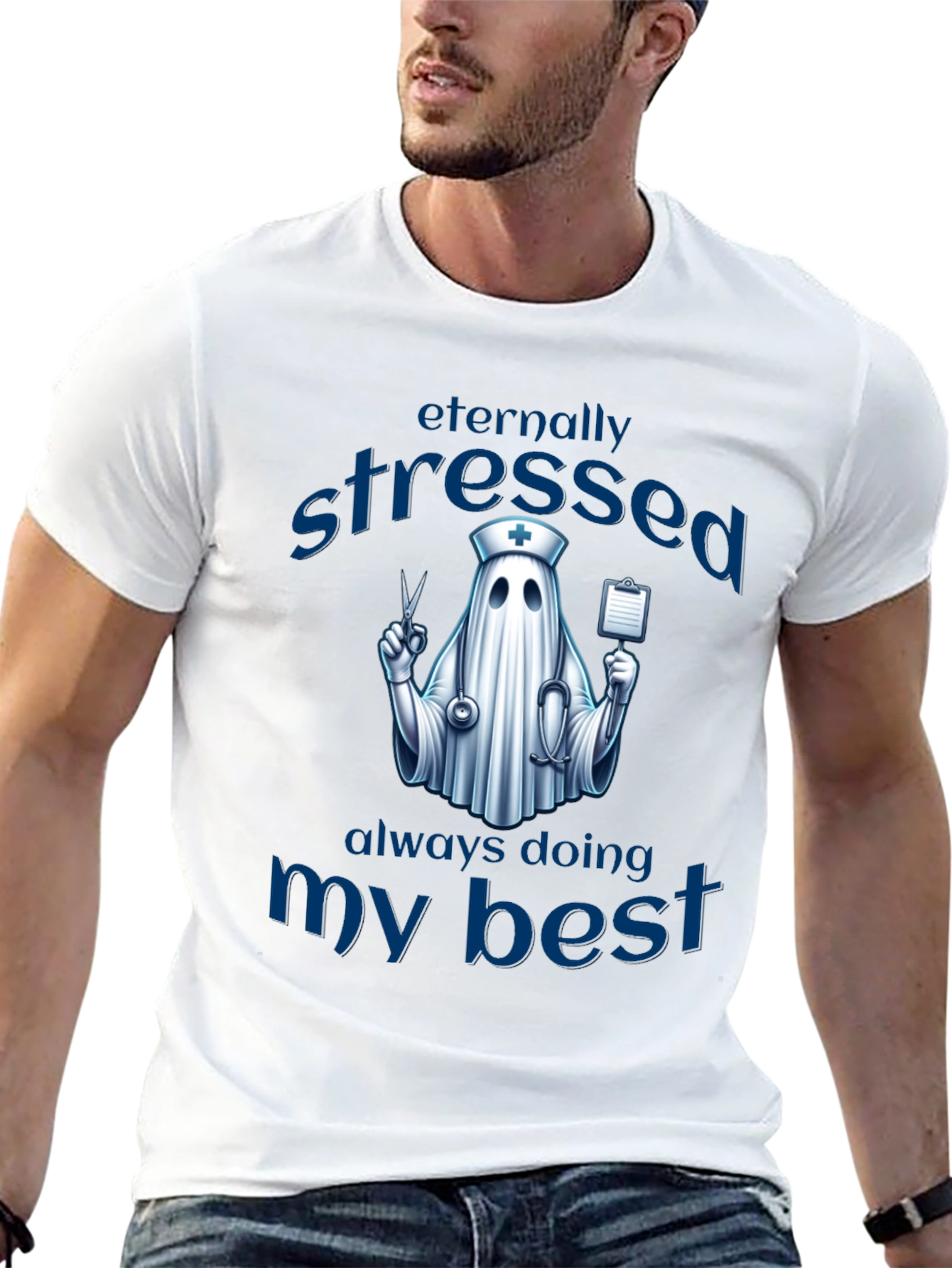 Eternally Stressed Nurse Ghost T-Shirt