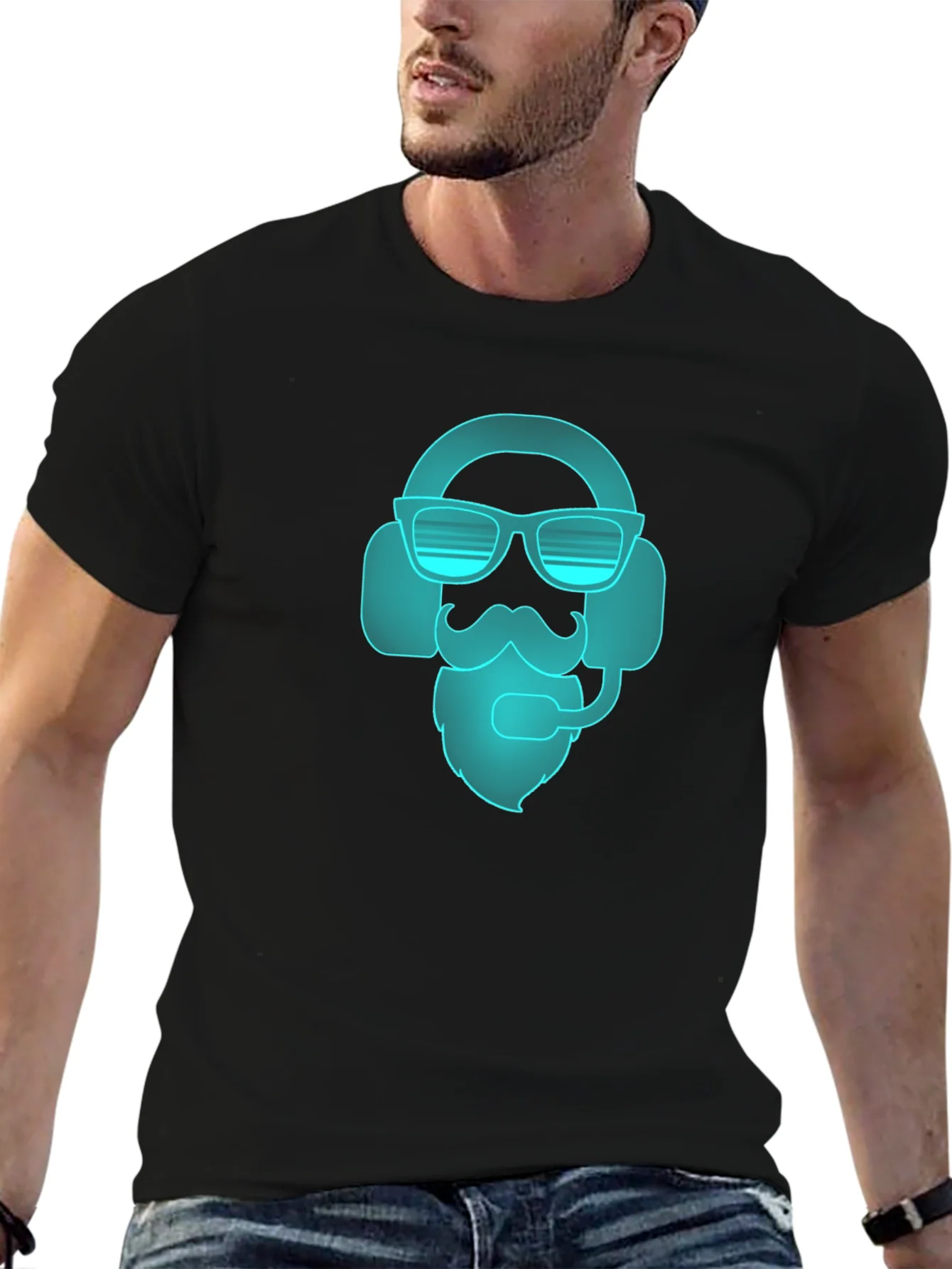 Gamer Beard T-Shirt - Black Cool Design