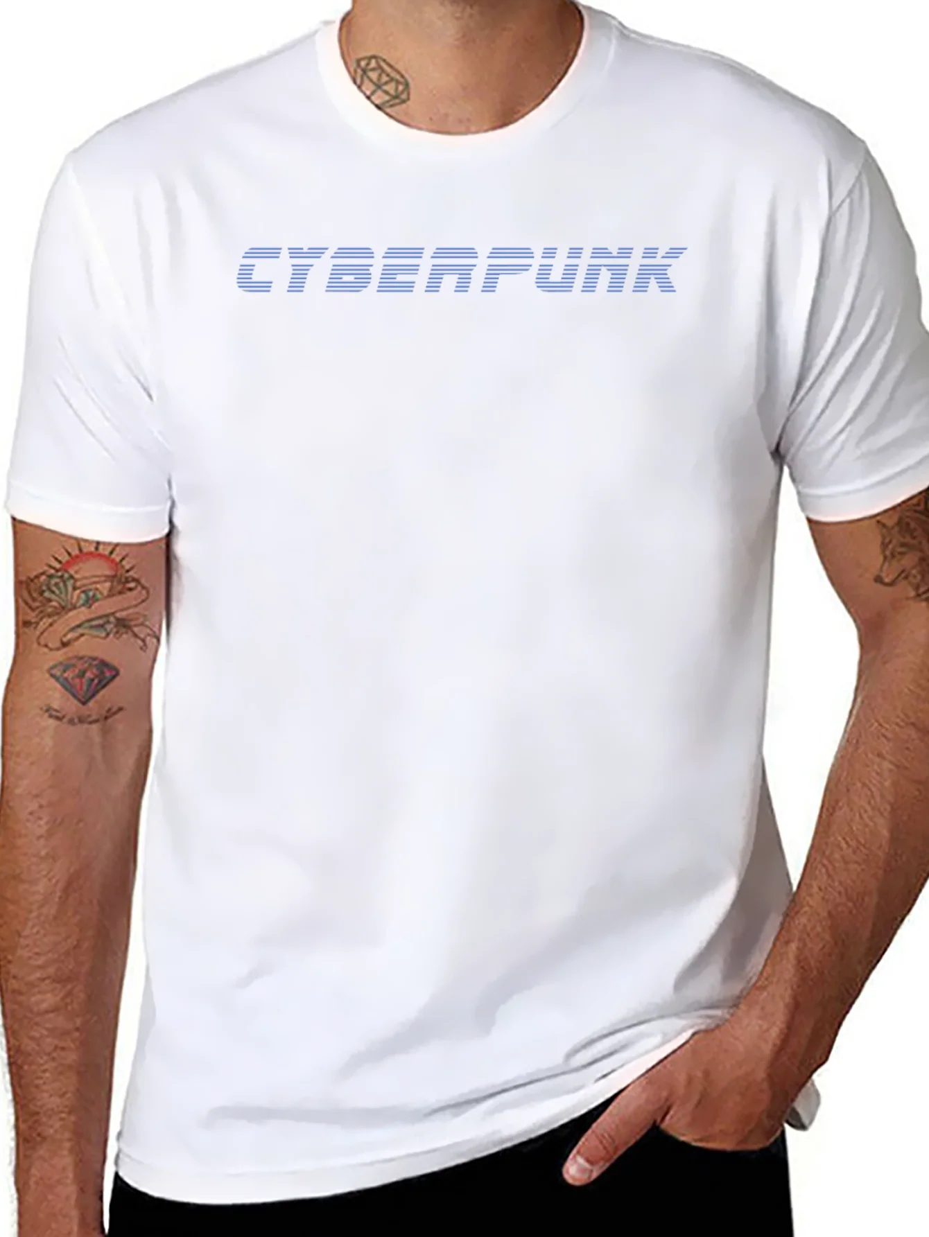 Cyberpunk Graphic Tee - Black Crew Neck T-Shirt